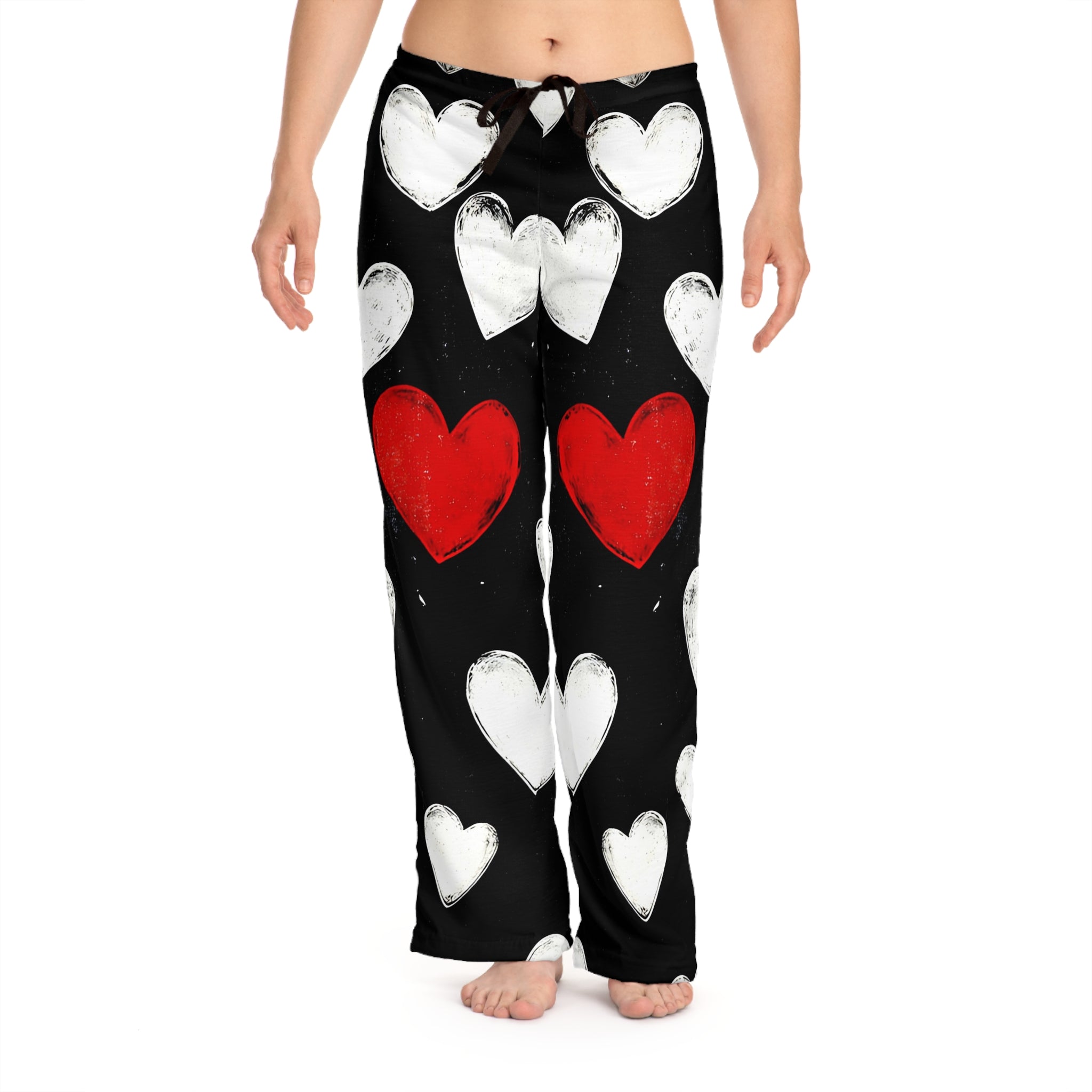 Cozy Heart Print Women's Pajama Pants - Perfect for Valentine's Day & Relaxation - Angel Body