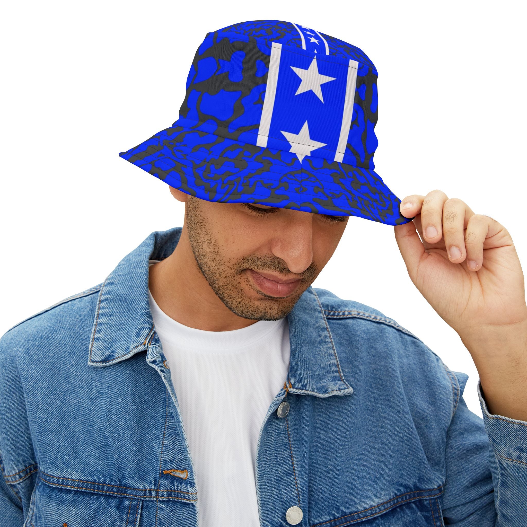 Blue Camo Bucket Hat - Trendy Summer Accessory, Festival Hat, Casual Style, Vacation Must-Have, Outdoor Adventure