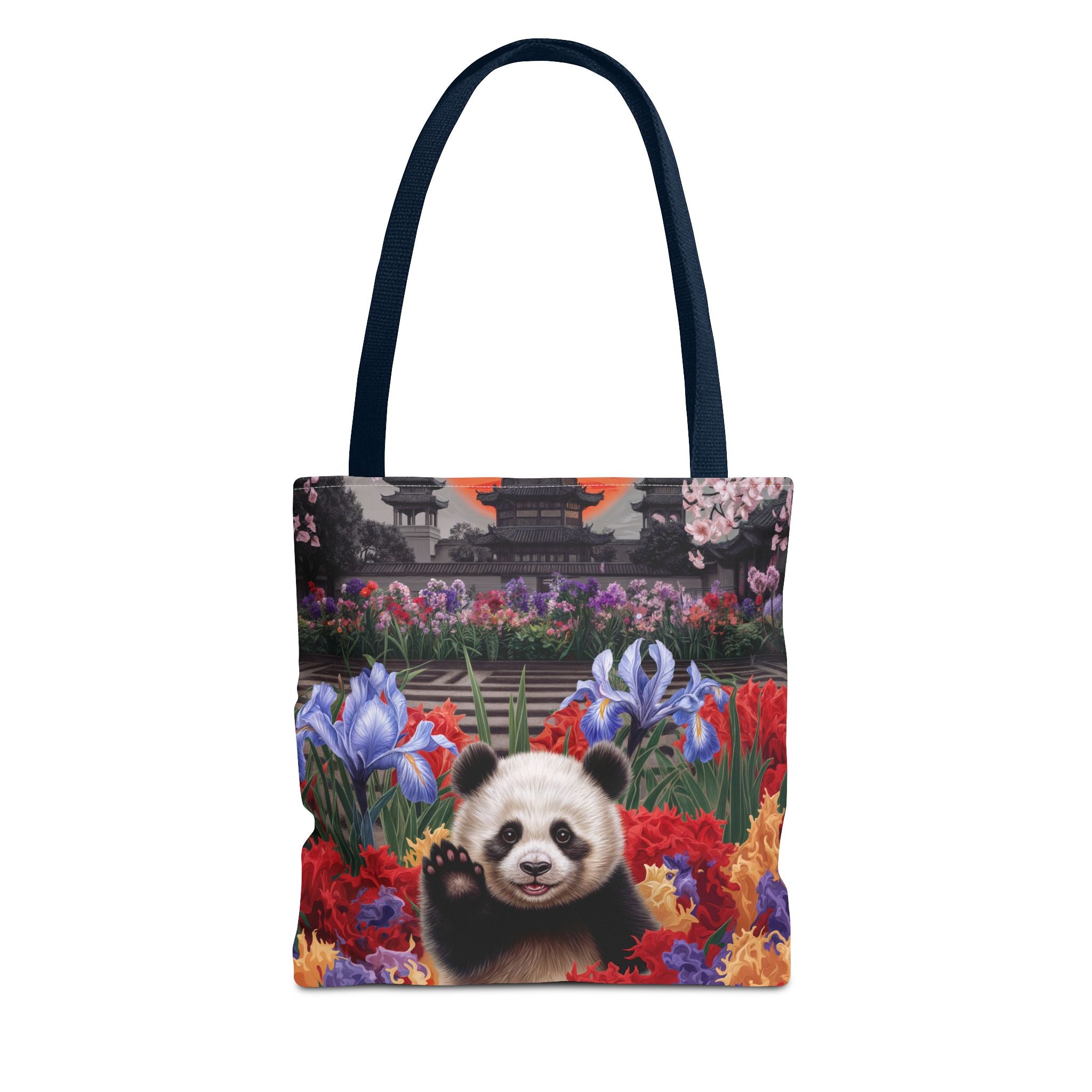 Whimsical Panda Floral Tote Bag - Cute and Colorful Design for Nature Lovers - Angel Body