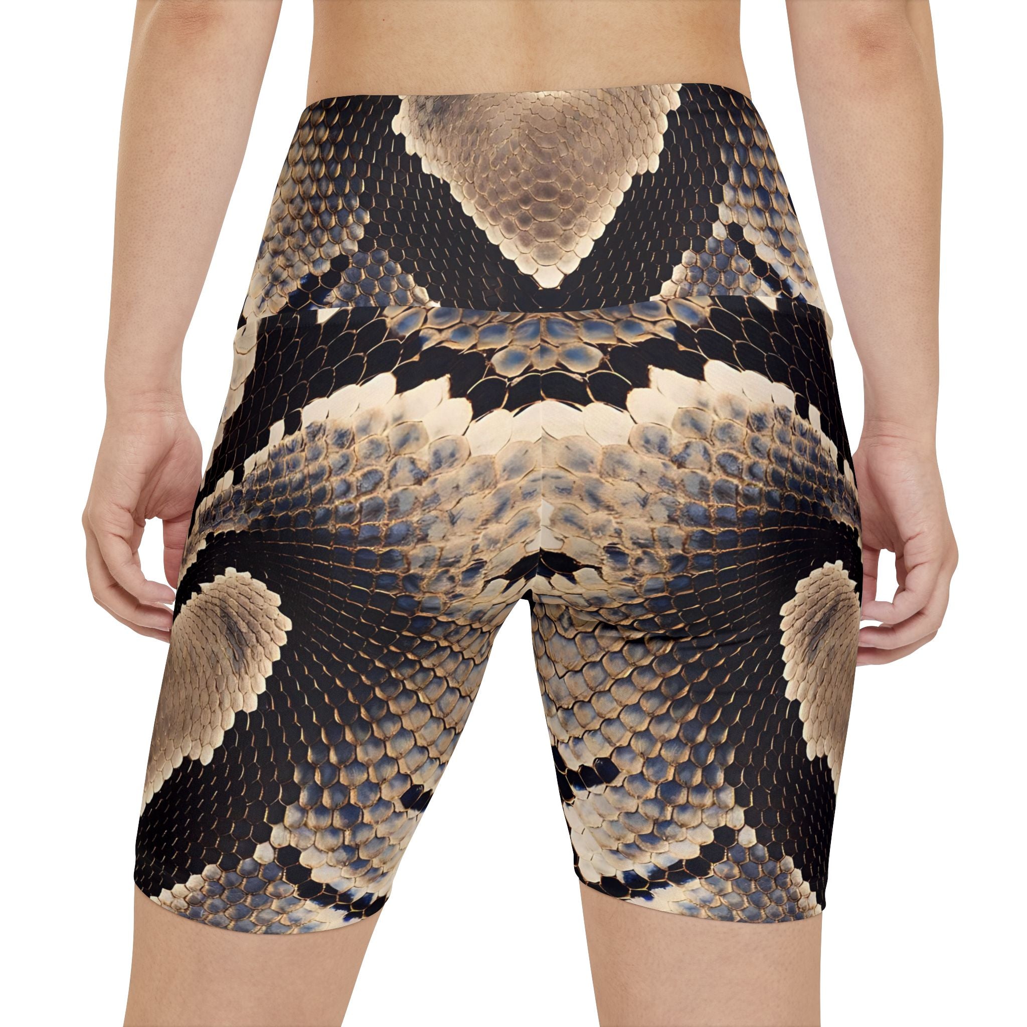 Fierce Python Print Women's Workout Shorts - Stylish Activewear for the Bold - Angel Body