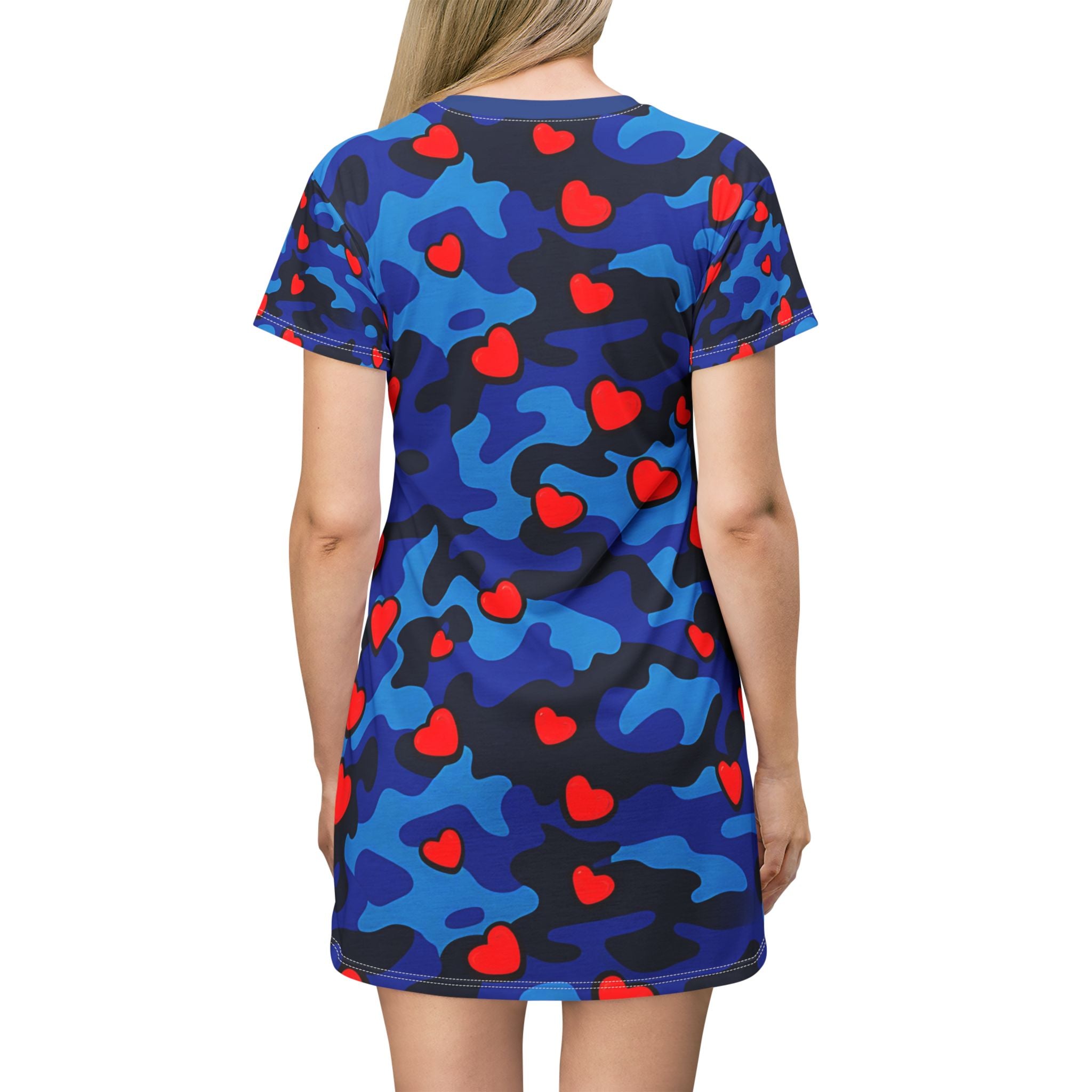 Heart Camo T-Shirt Dress - Casual Chic for Everyday Wear - Angel Body