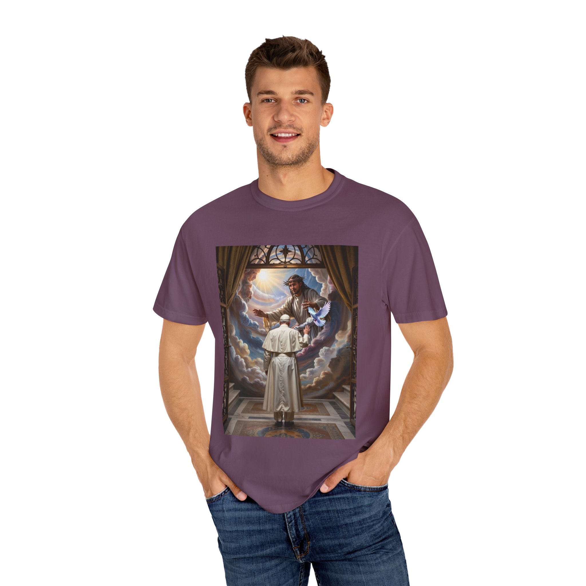 Artistic Unisex Garment-Dyed T-shirt - Divine Inspiration Design - Angel Body