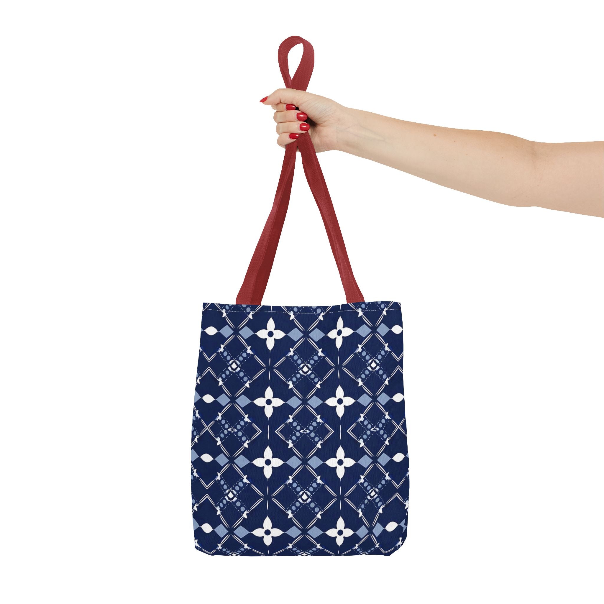 Navy Floral Pattern Tote Bag - Stylish & Versatile for Everyday Use - Angel Body