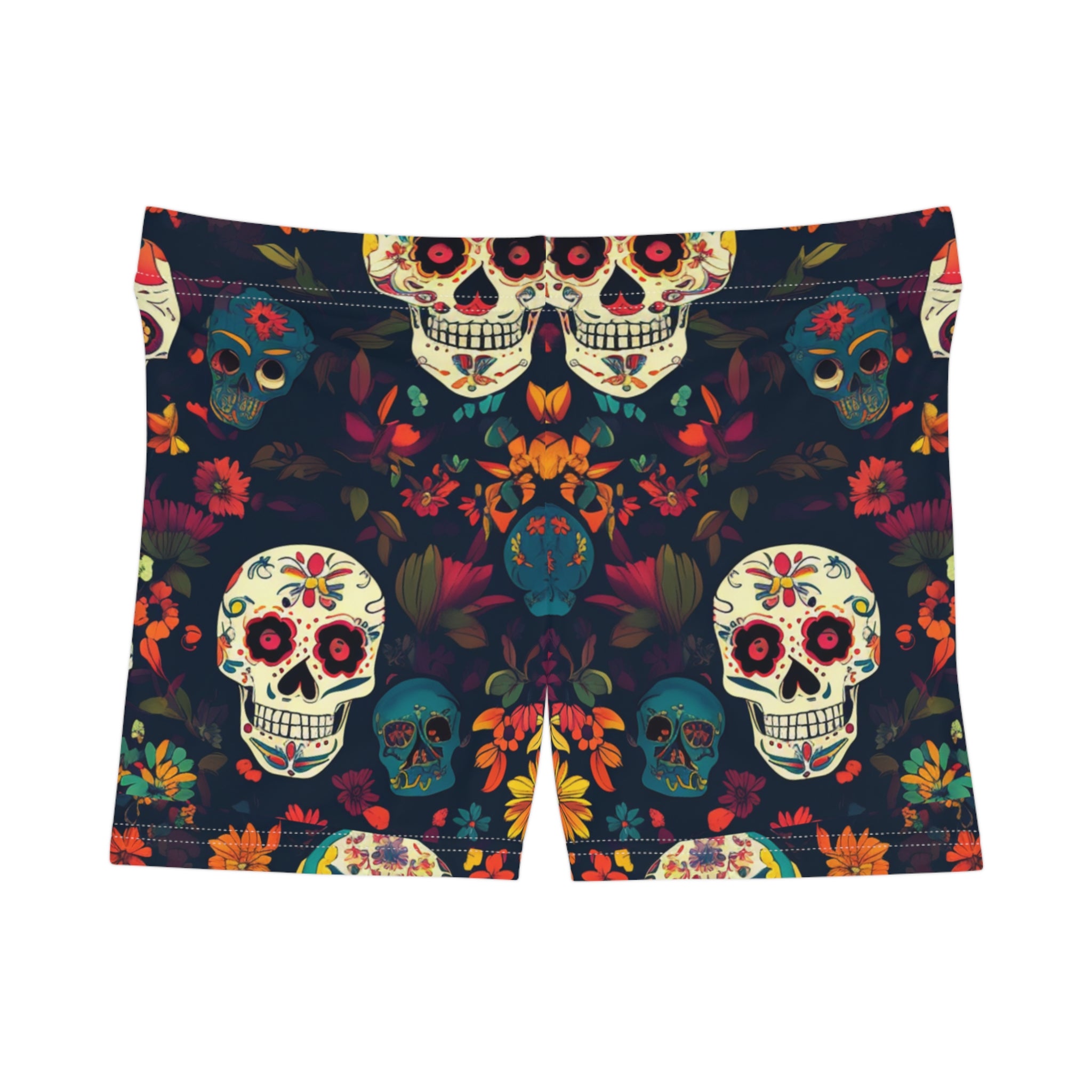 Women's Floral Skull Print Shorts - Boho Chic Summer Vibes - Angel Body