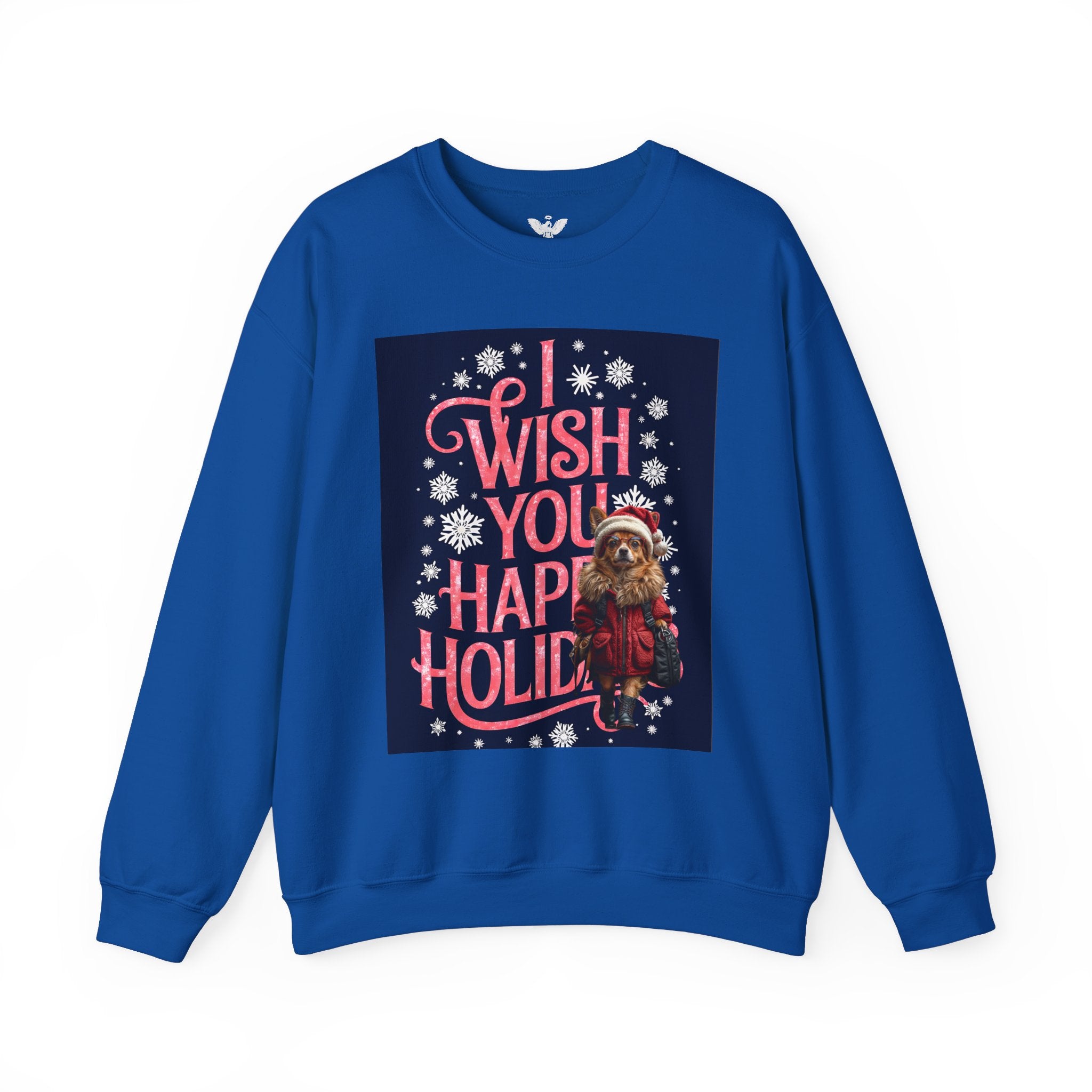 Funny Holiday Sweater - 'I Wish You Happy Holidays' Crewneck Sweatshirt - Angel Body