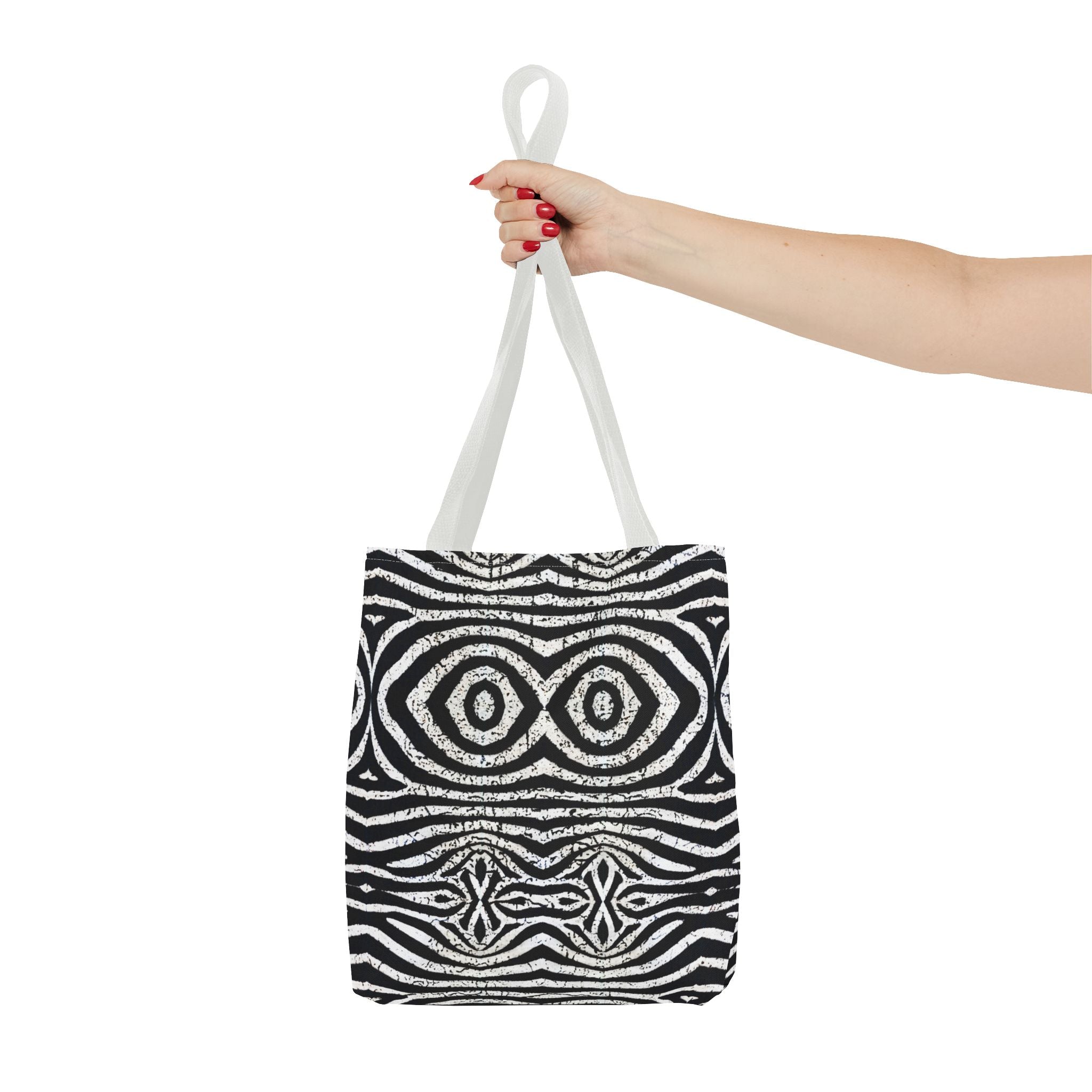 Trendy Black and White Tote Bag with Abstract Pattern | Stylish and Versatile Carryall - Angel Body