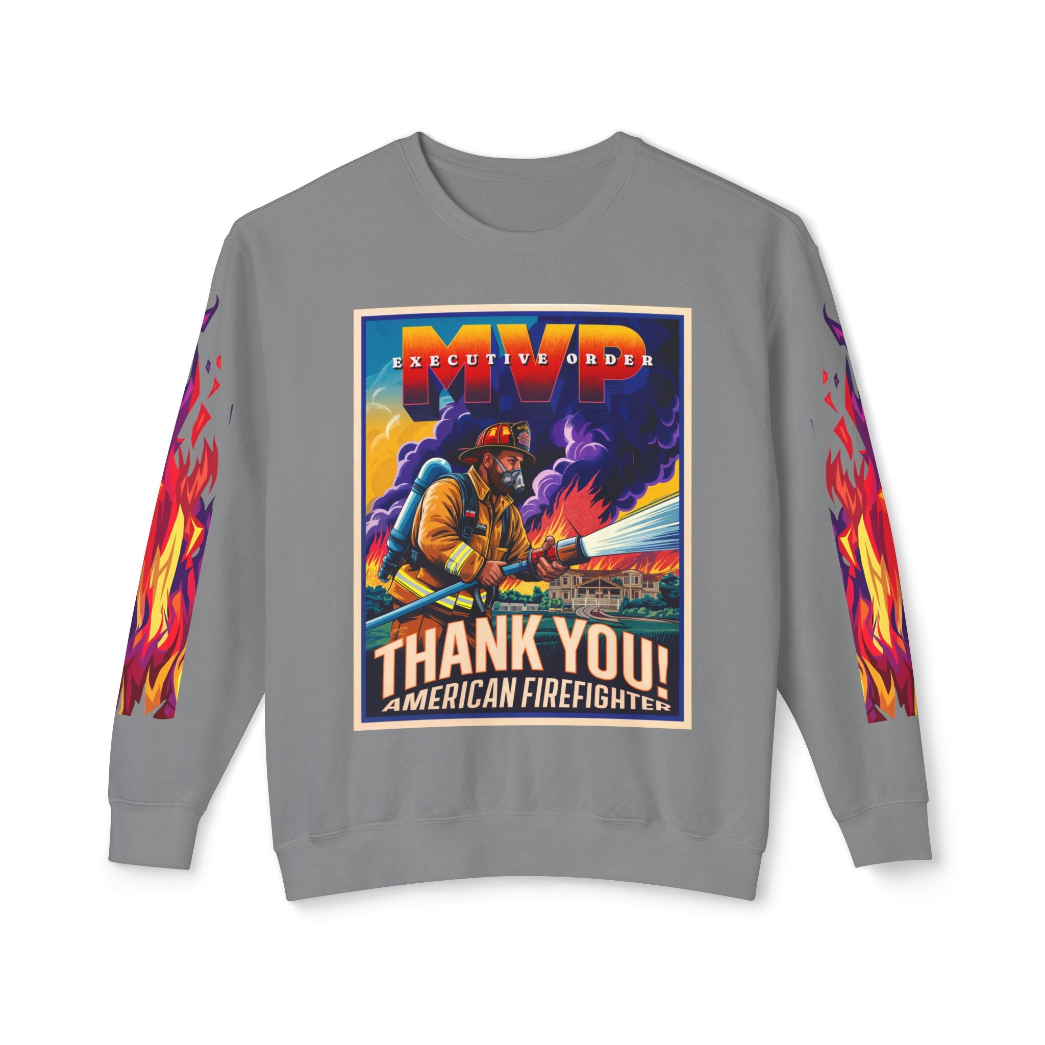 Unisex Crewneck Sweatshirt - Thank You American Firefighter - Angel Body