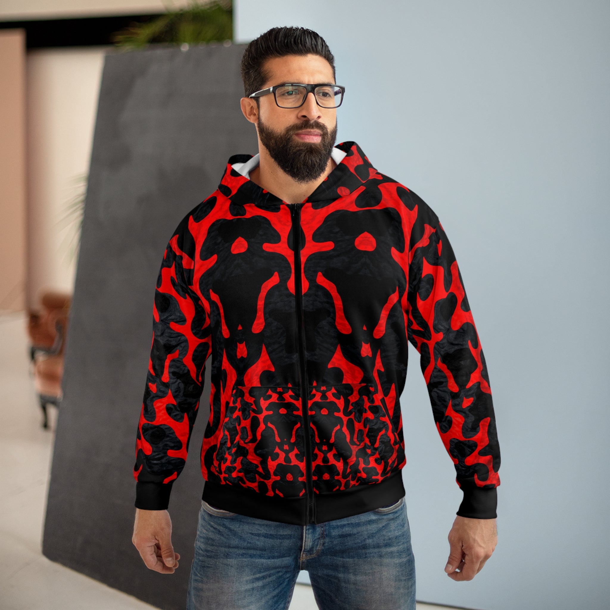 Stylish Camo style Black & Red Hoodie