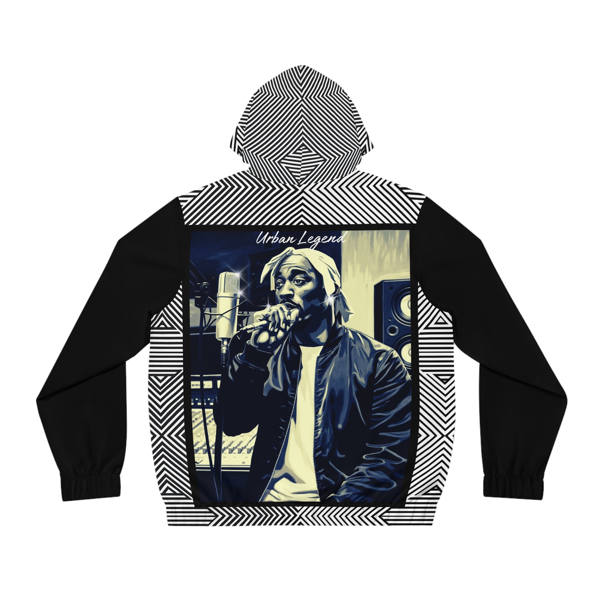 Urban Legend 2 Full-Zip Hoodie | Stylish Black & White Graphic Sweatshirt for Music Lovers - Angel Body