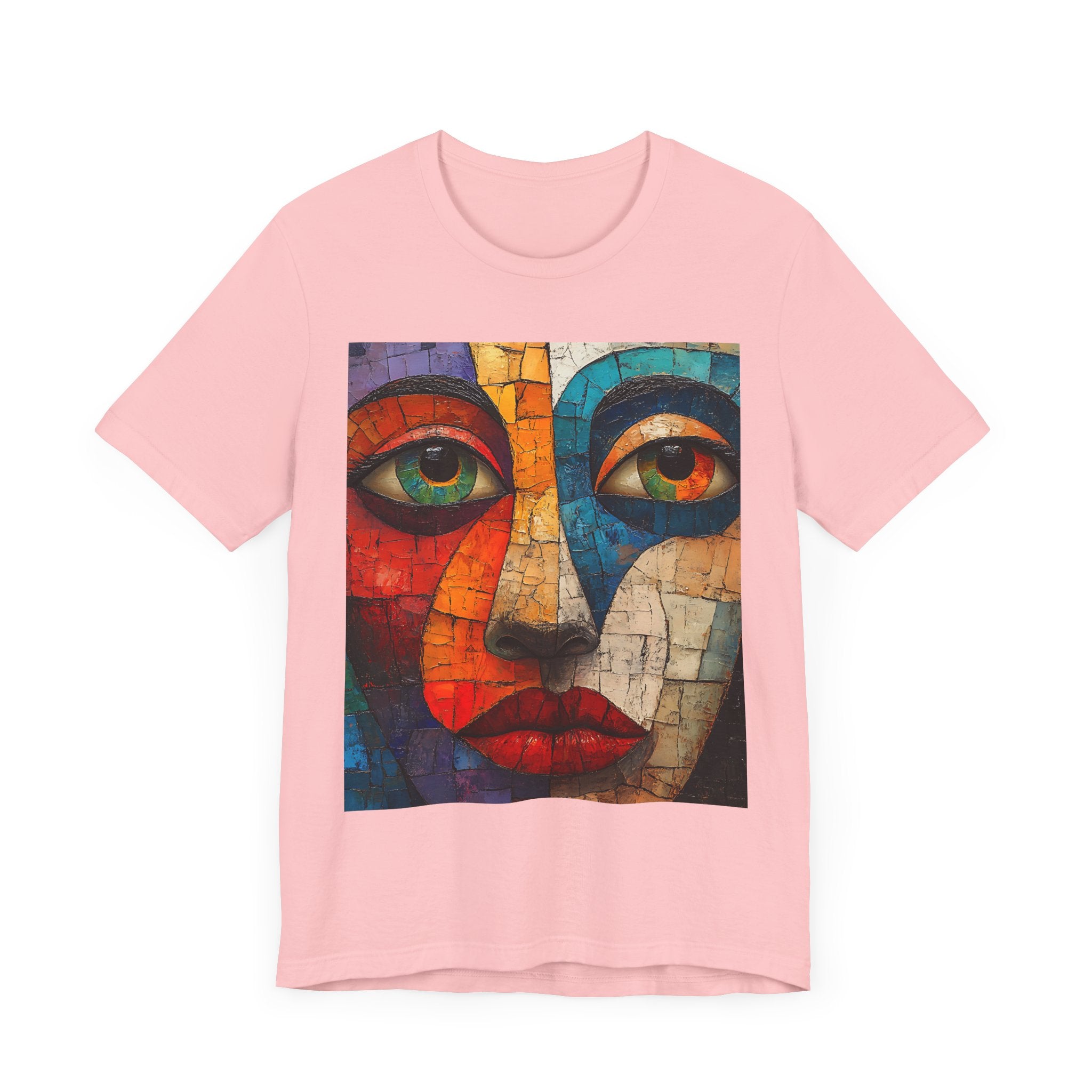 Artistic Unisex Jersey Tee - Fun wearable Art Colorful Face Design - Angel Body
