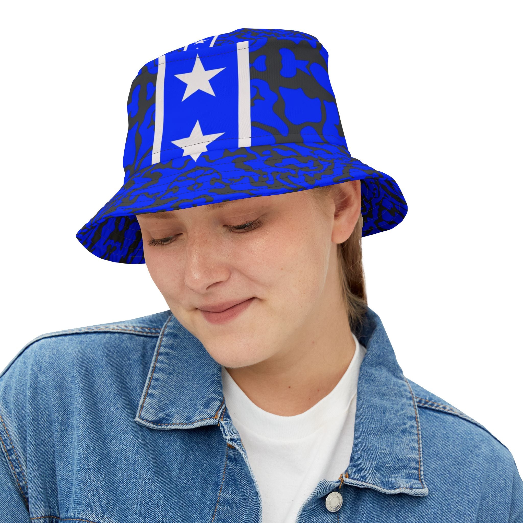 Blue Camo Bucket Hat - Trendy Summer Accessory, Festival Hat, Casual Style, Vacation Must-Have, Outdoor Adventure