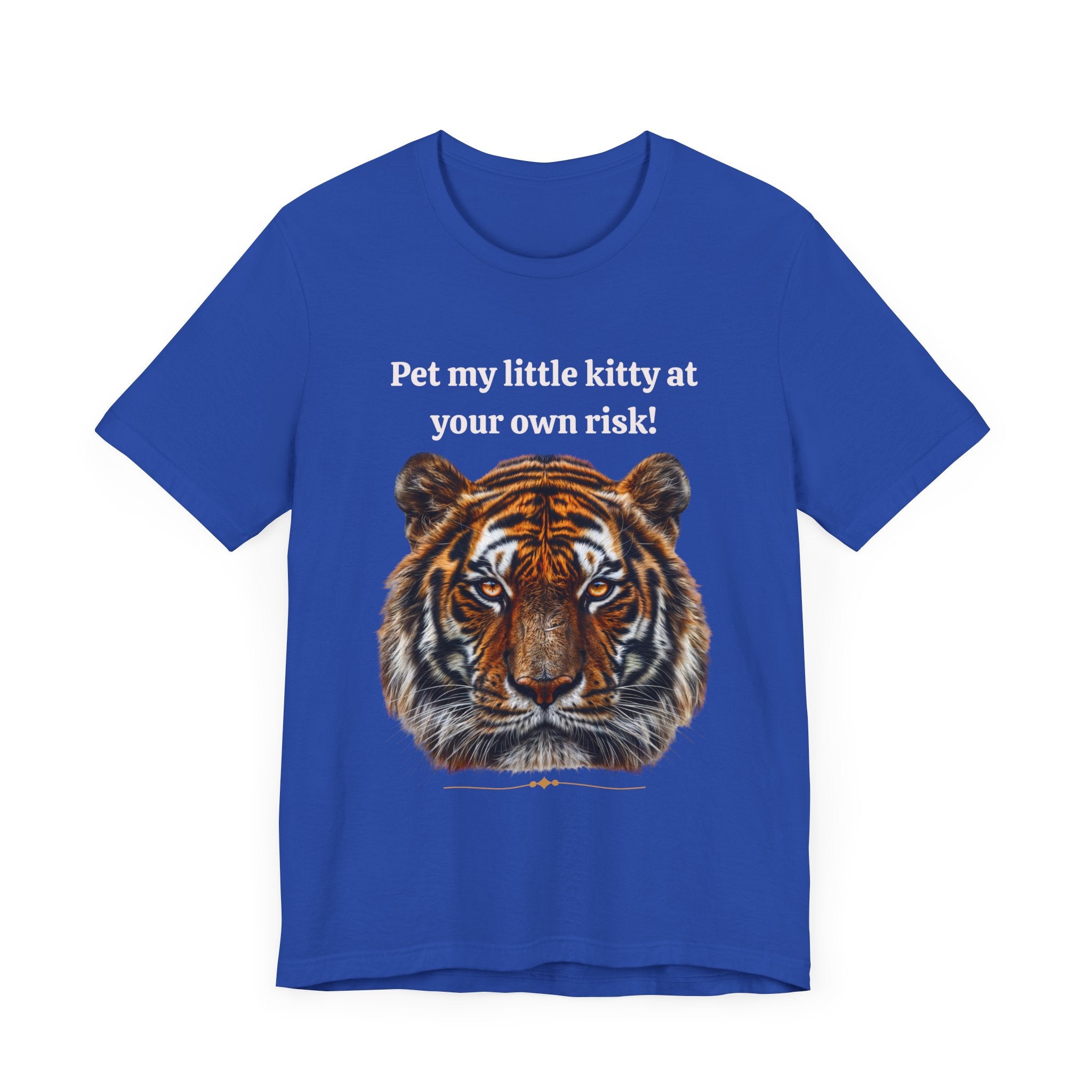 Unisex Jersey Short Sleeve Fun Tiger Print Tee: Pet my little kitty at your own risk - Angel Body
