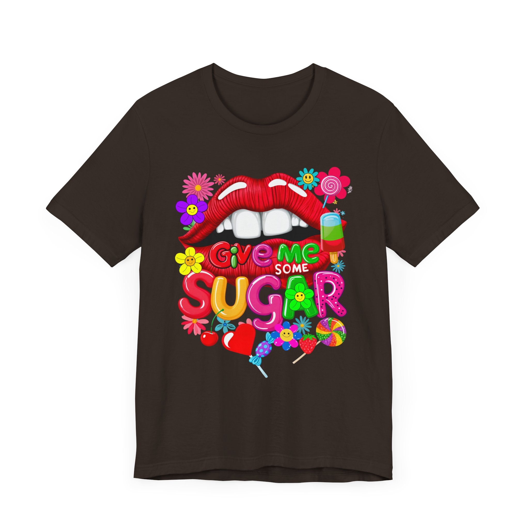 Graphic Tee with Red Sugar Lip and Eye Candy Design - Angel Body