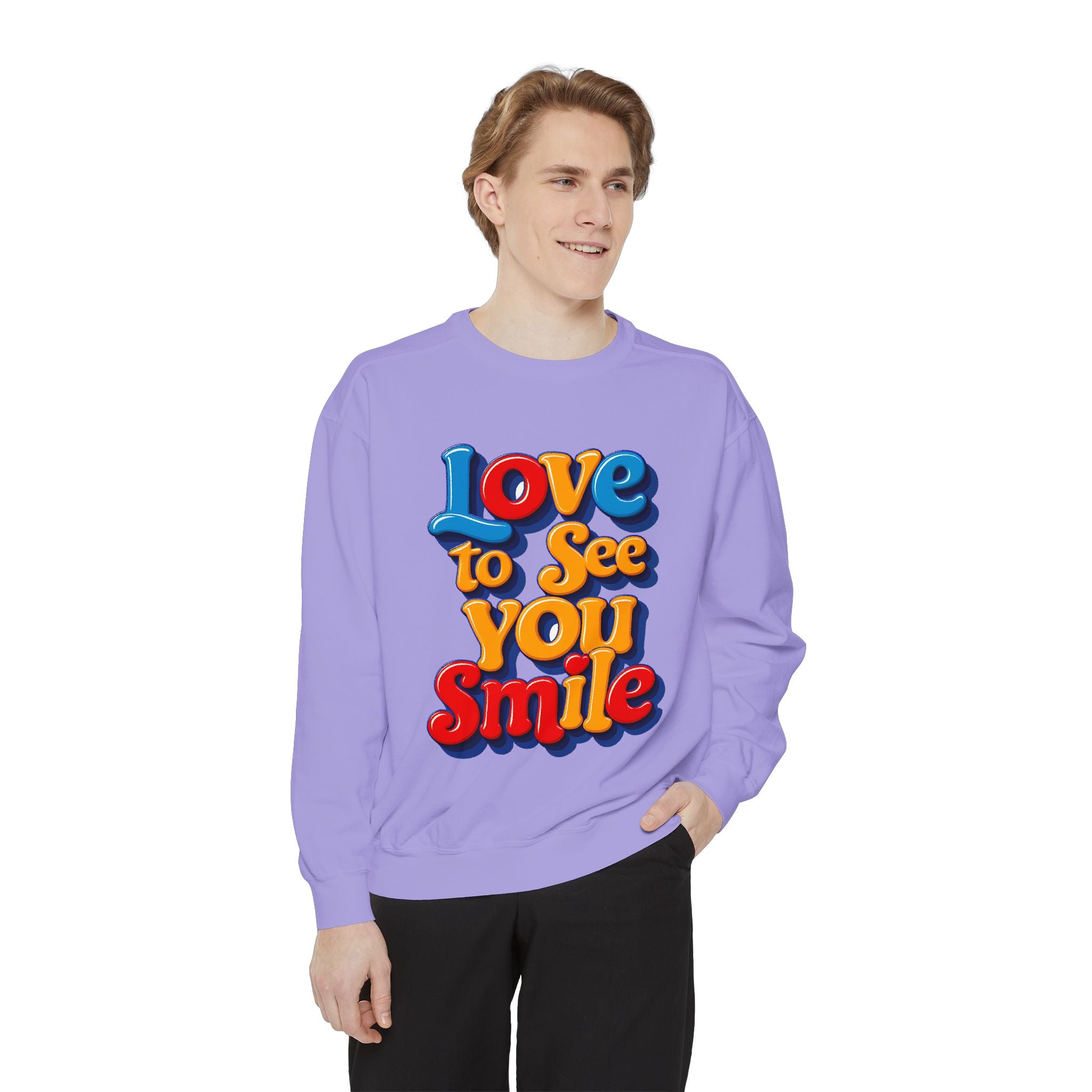 Unisex Garment-Dyed Sweatshirt Love to see you smile - Angel Body
