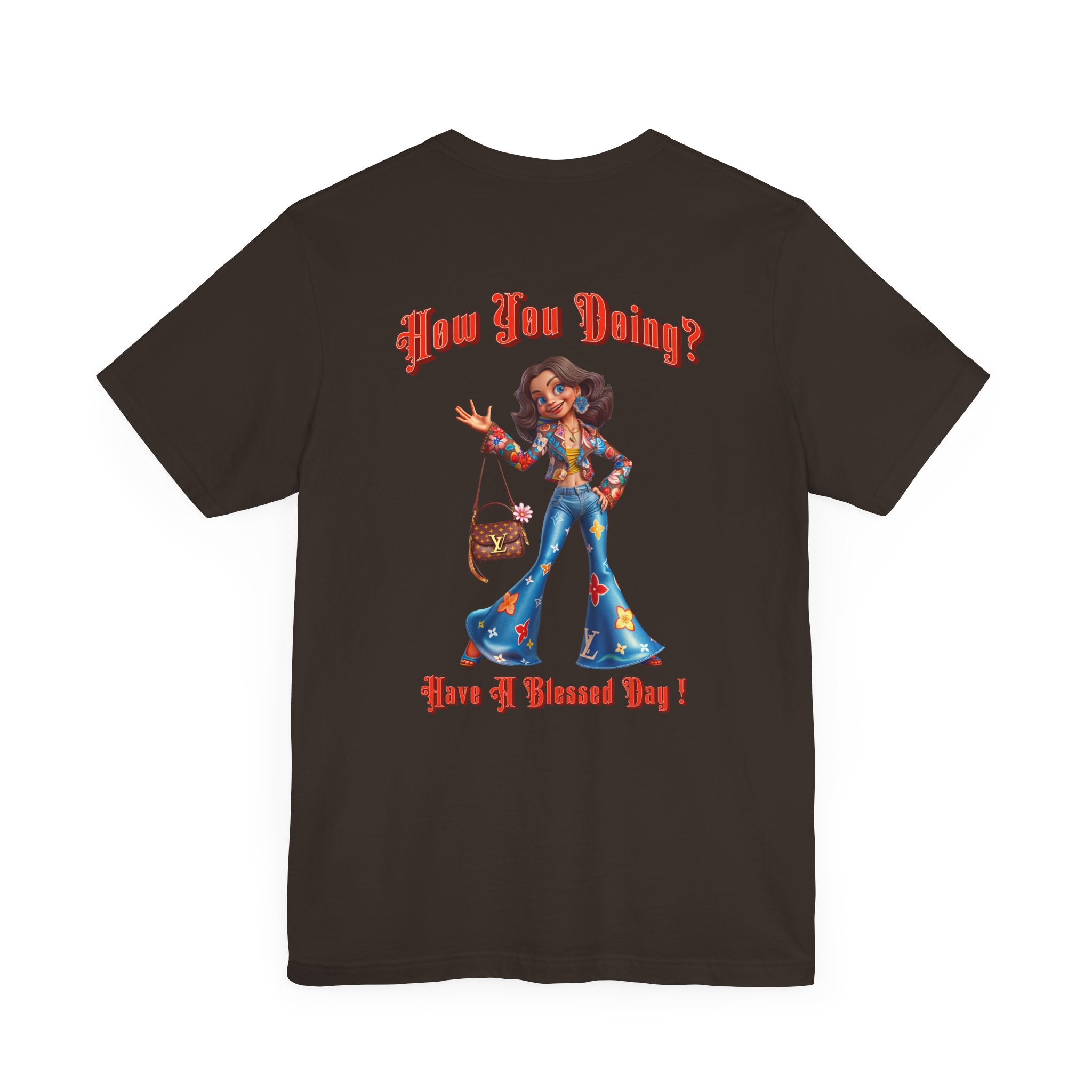How You Doing Unisex Tee - Happy Young Lady Greeting Design - Angel Body