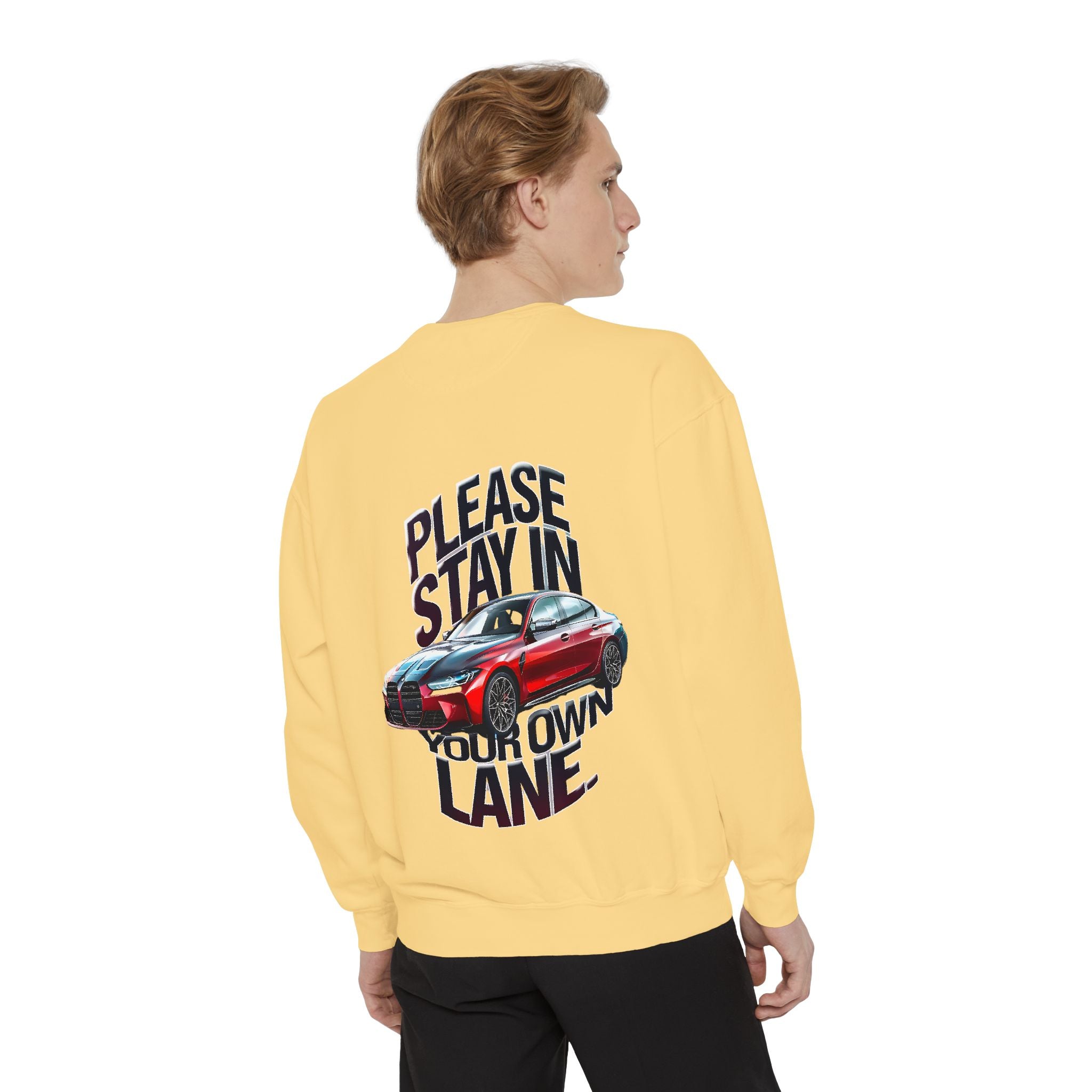 Unisex Garment-Dyed Sweatshirt - 'Please Stay in Your Own Lane' - Angel Body