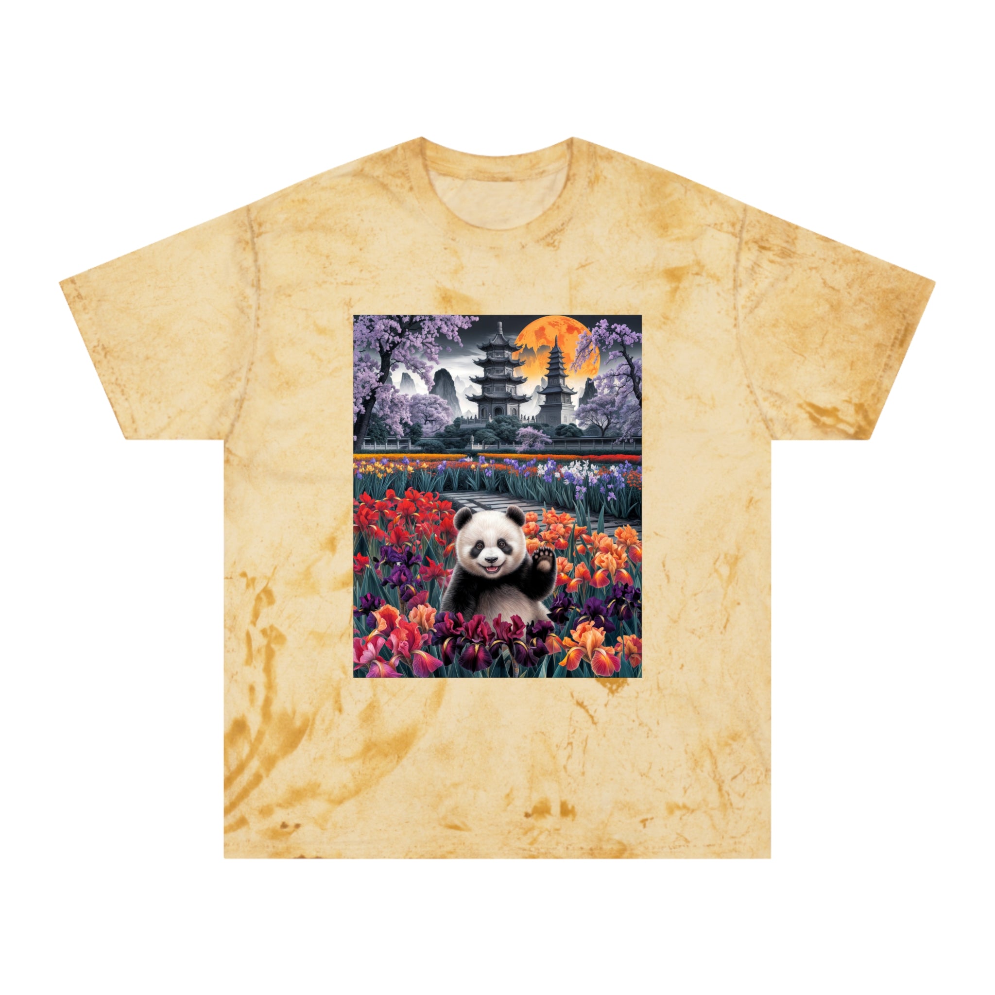Vibrant Panda Delight Unisex T-Shirt - Colorful Floral Design - Angel Body