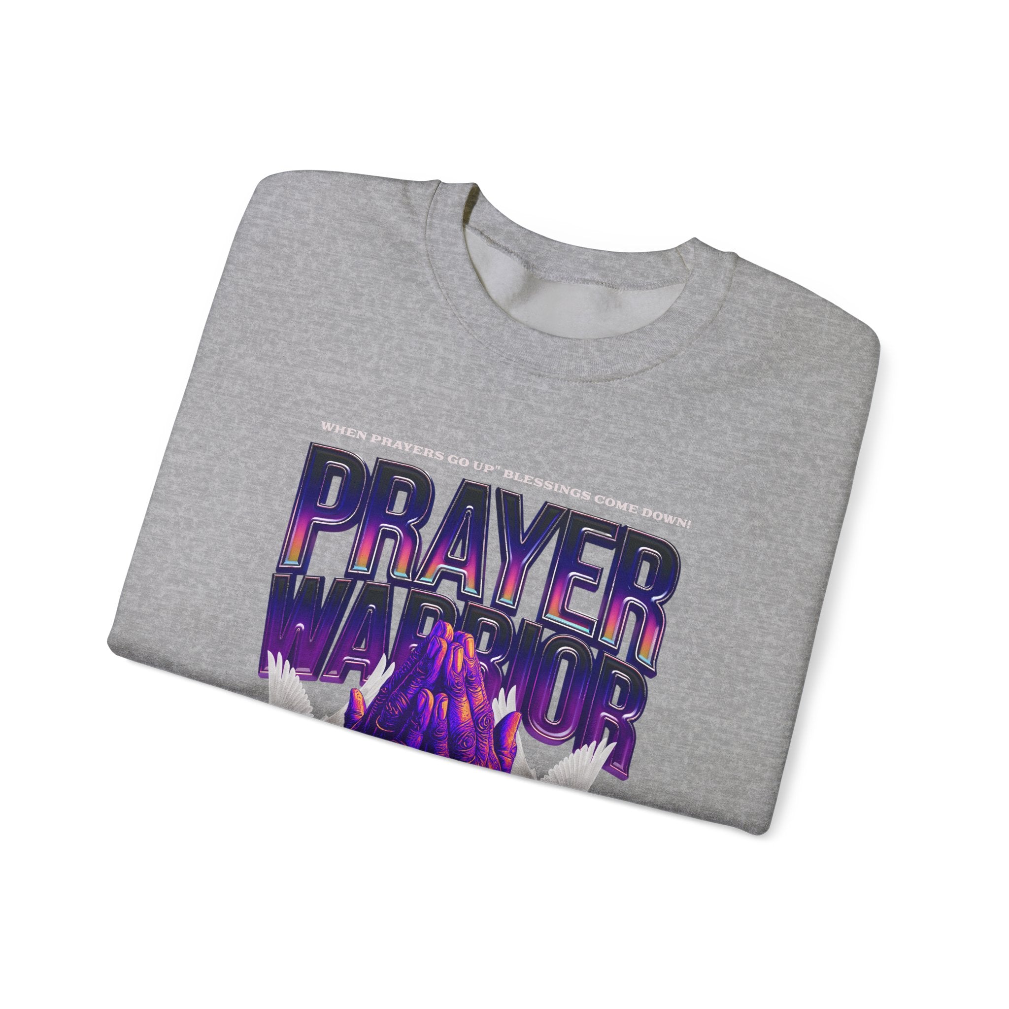 Prayer Warrior Crewneck Sweatshirt - Unisex Heavy Blend™ - Perfect for Spiritual Comfort - Angel Body