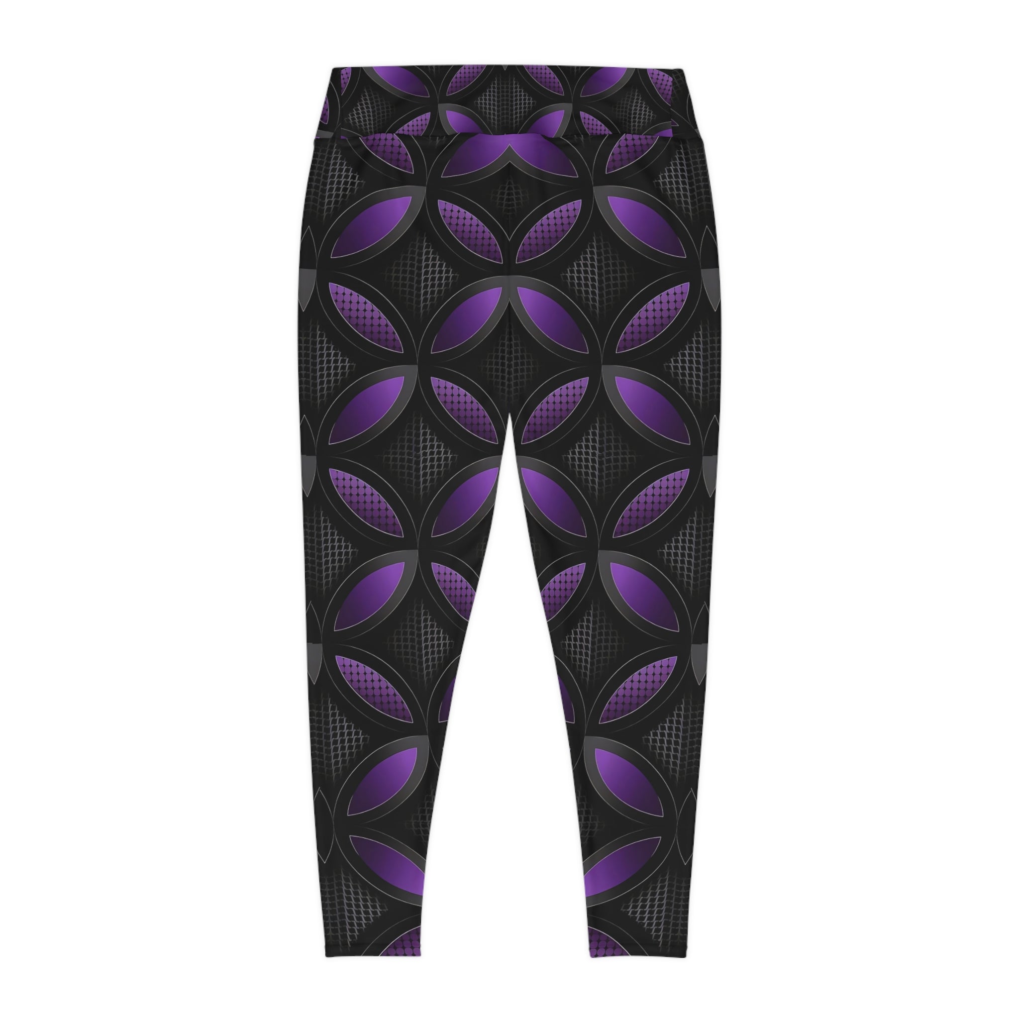 Stylish Plus Size Leggings with Purple Floral Pattern
