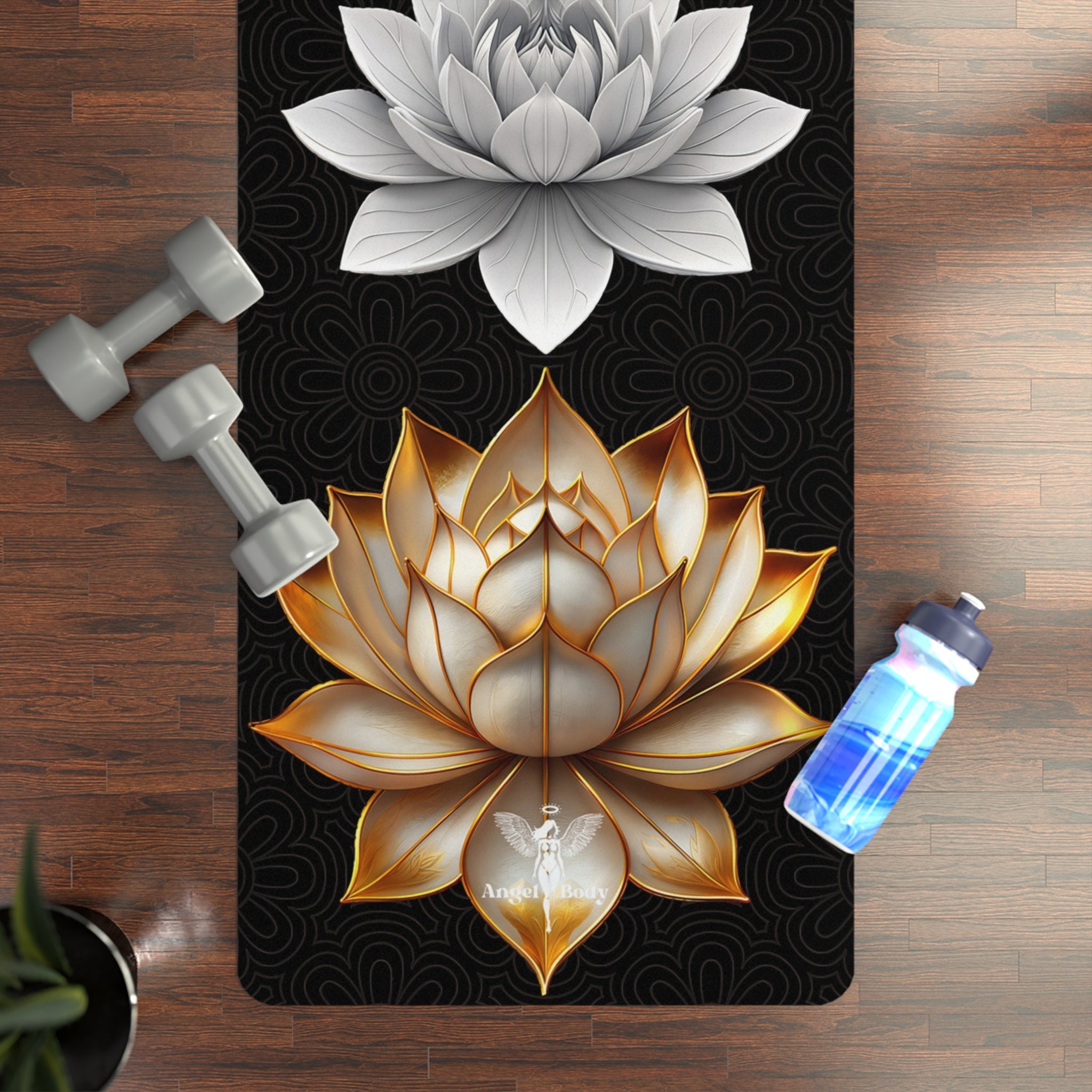 Lotus Flower Rubber Yoga Mat - Non-Slip Fitness Mat for Yoga and Meditation - Angel Body