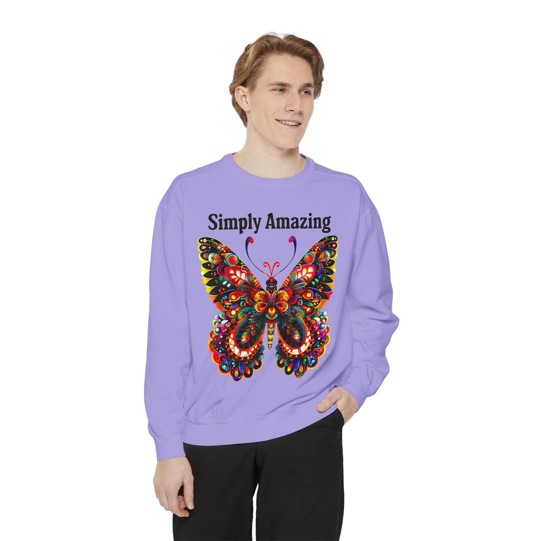 Unisex Garment-Dyed Sweatshirt That says Simply Beautiful - Angel Body