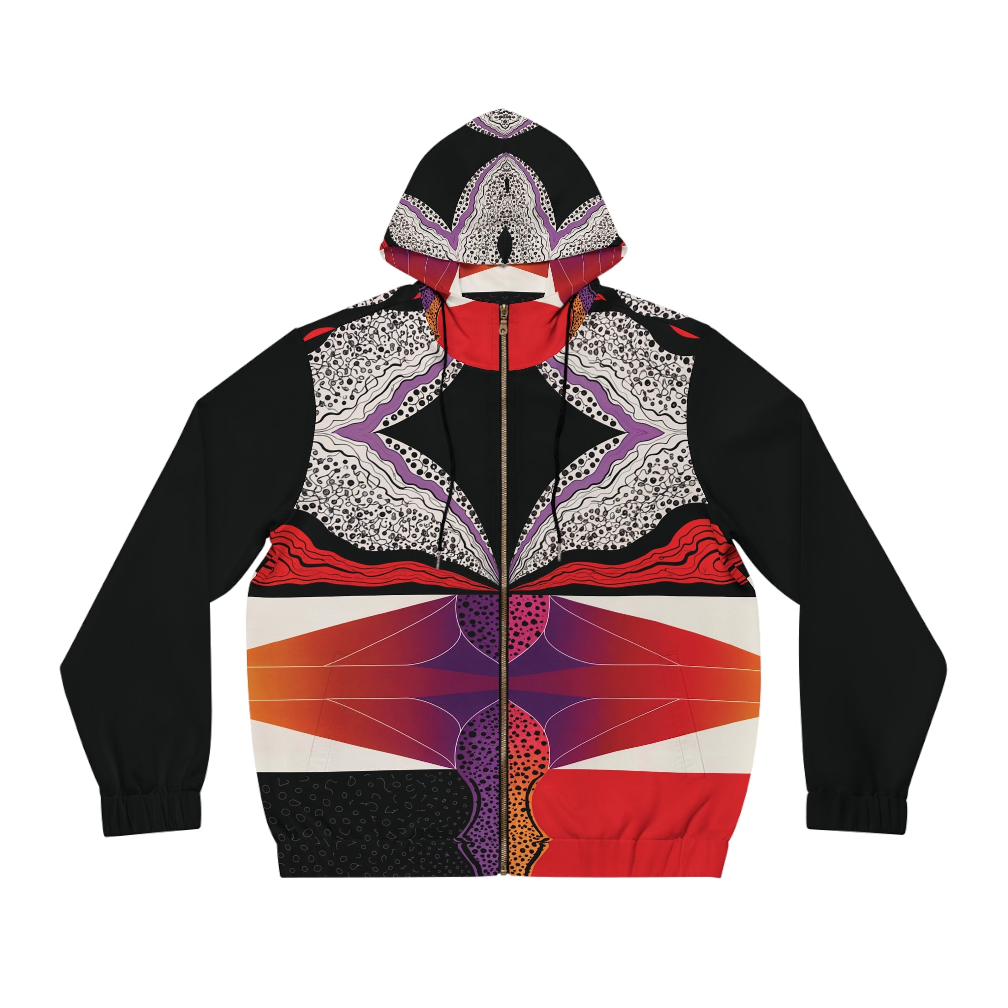 Vibrant Men's Full-Zip Hoodie - Artistic Design for Style and Comfort - Angel Body