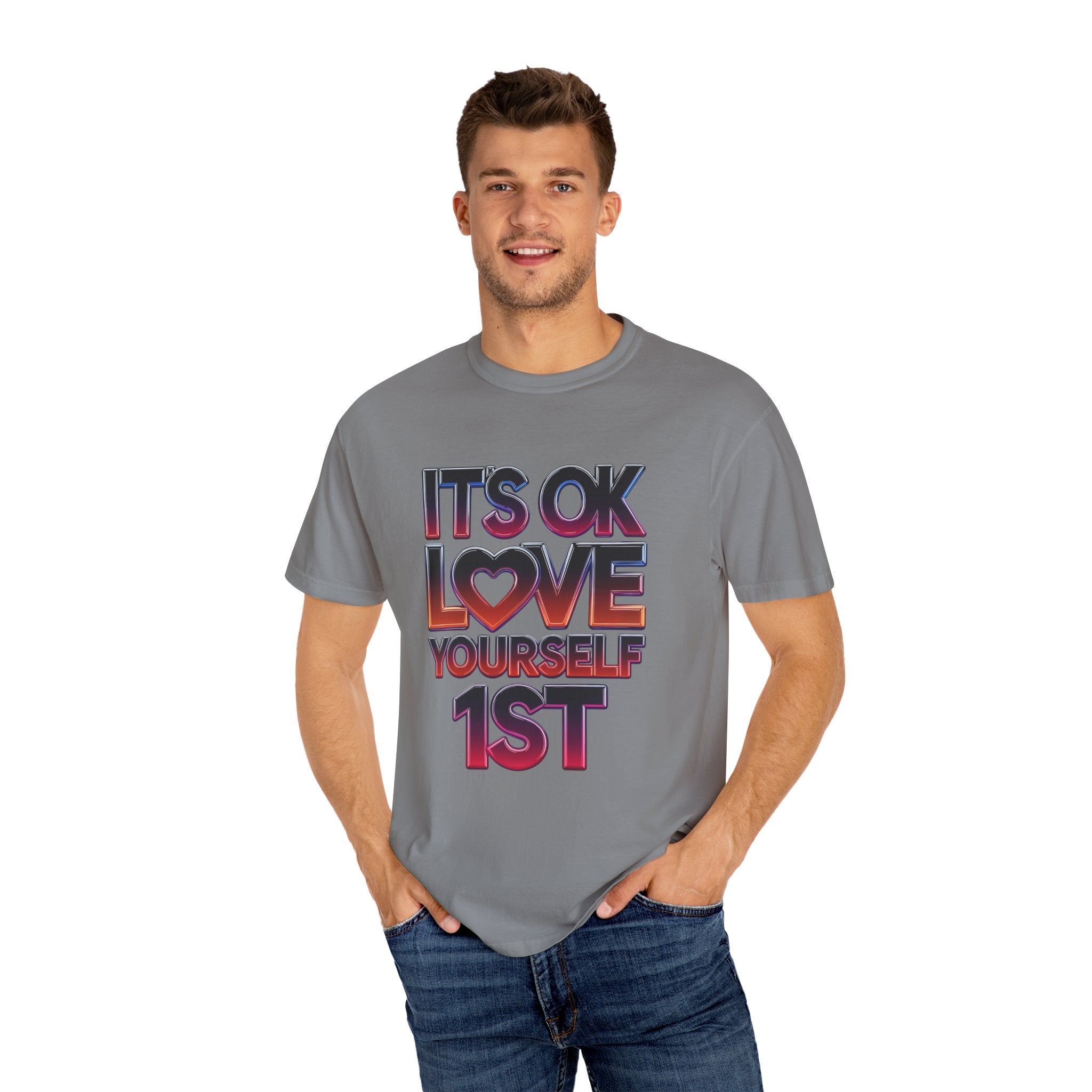 Positive Vibes Unisex T-Shirt - 'It's OK to Love Yourself 1st' - Angel Body