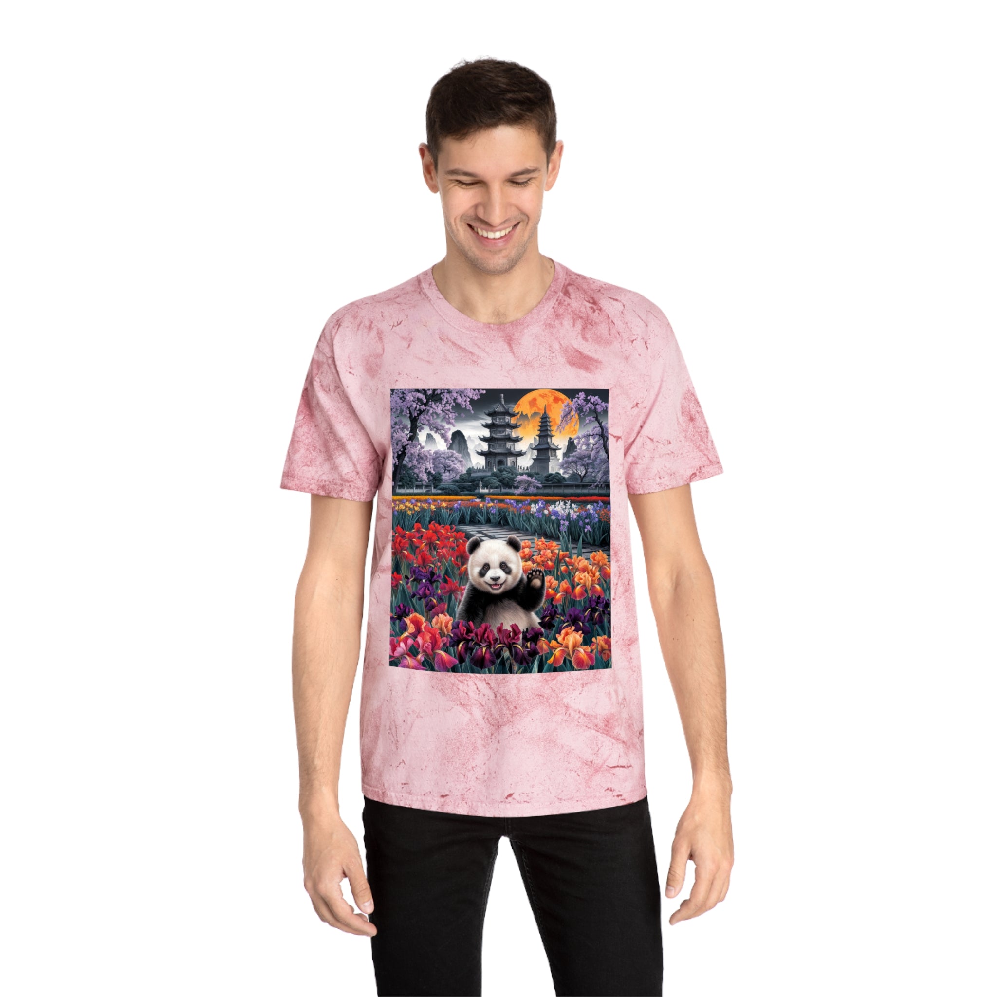 Vibrant Panda Delight Unisex T-Shirt - Colorful Floral Design - Angel Body