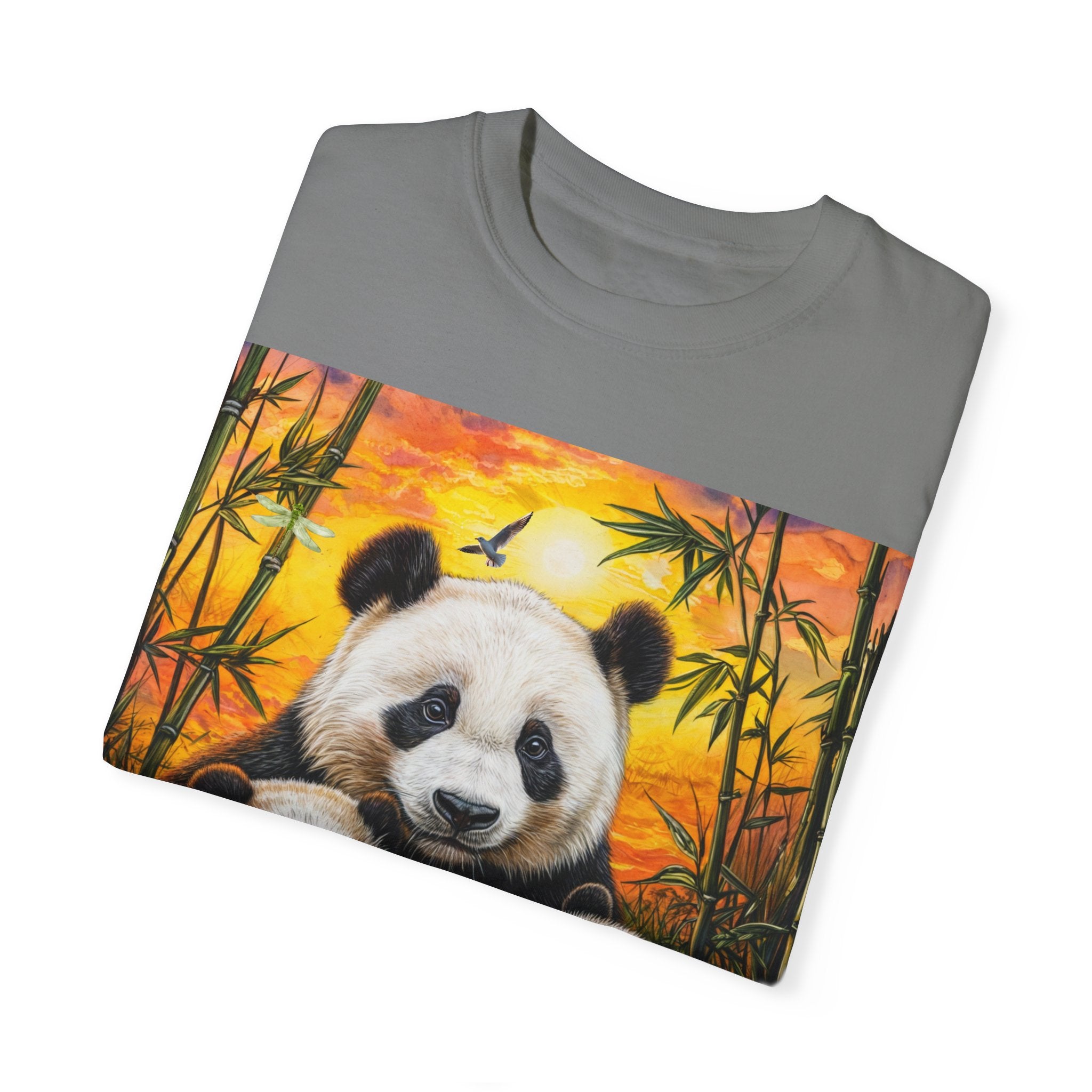 Cute Panda Family Unisex Garment-Dyed T-shirt - Perfect for Animal Lovers - Angel Body
