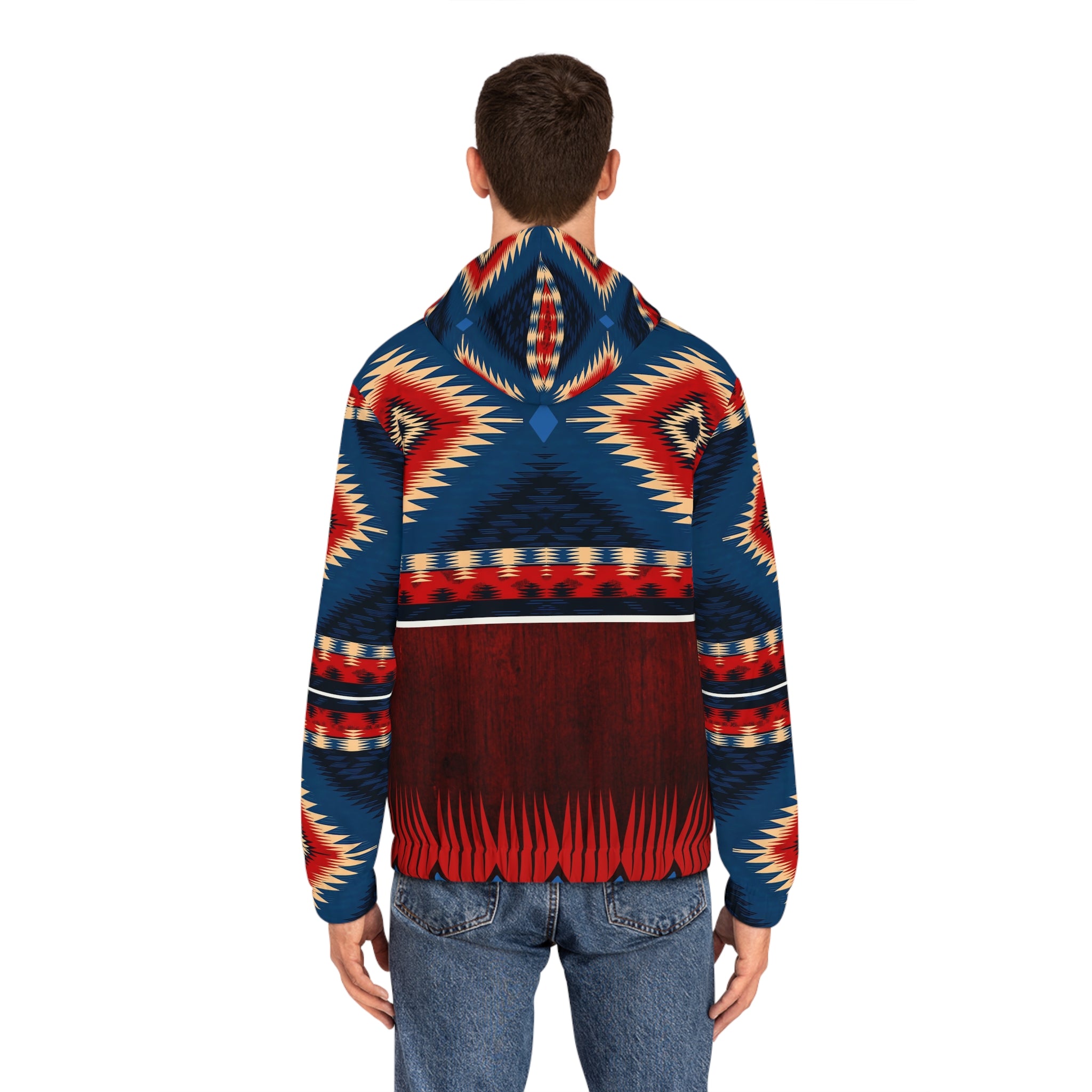 Men's Full-Zip Hoodie - Vibrant Tribal Print for Cozy Comfort - Angel Body