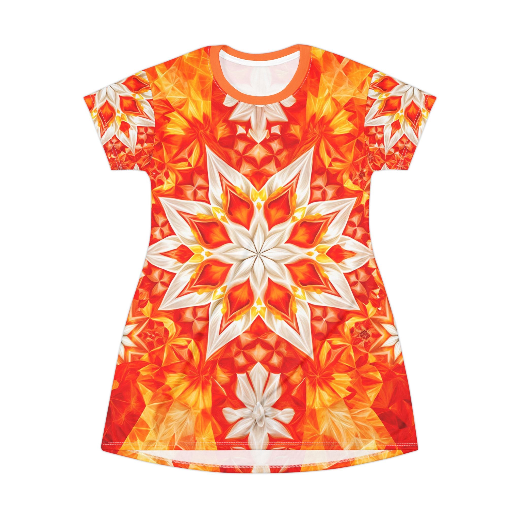 Vibrant Floral T-Shirt Dress for Summer Days - Angel Body