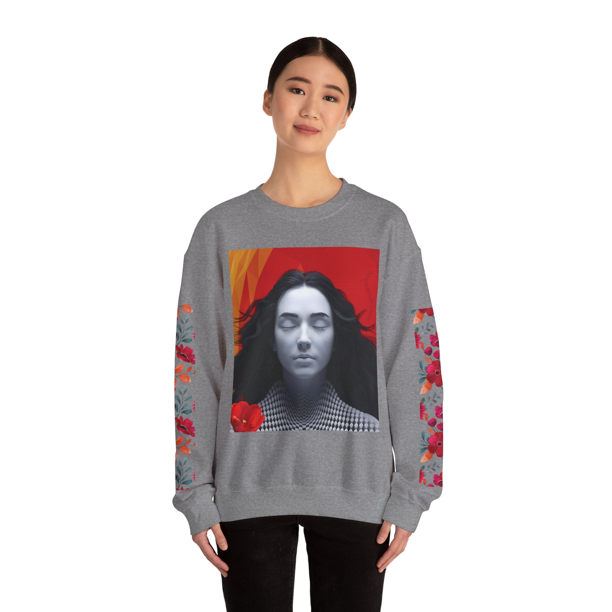 Abstract Art & Floral Sweatshirt - Angel Body