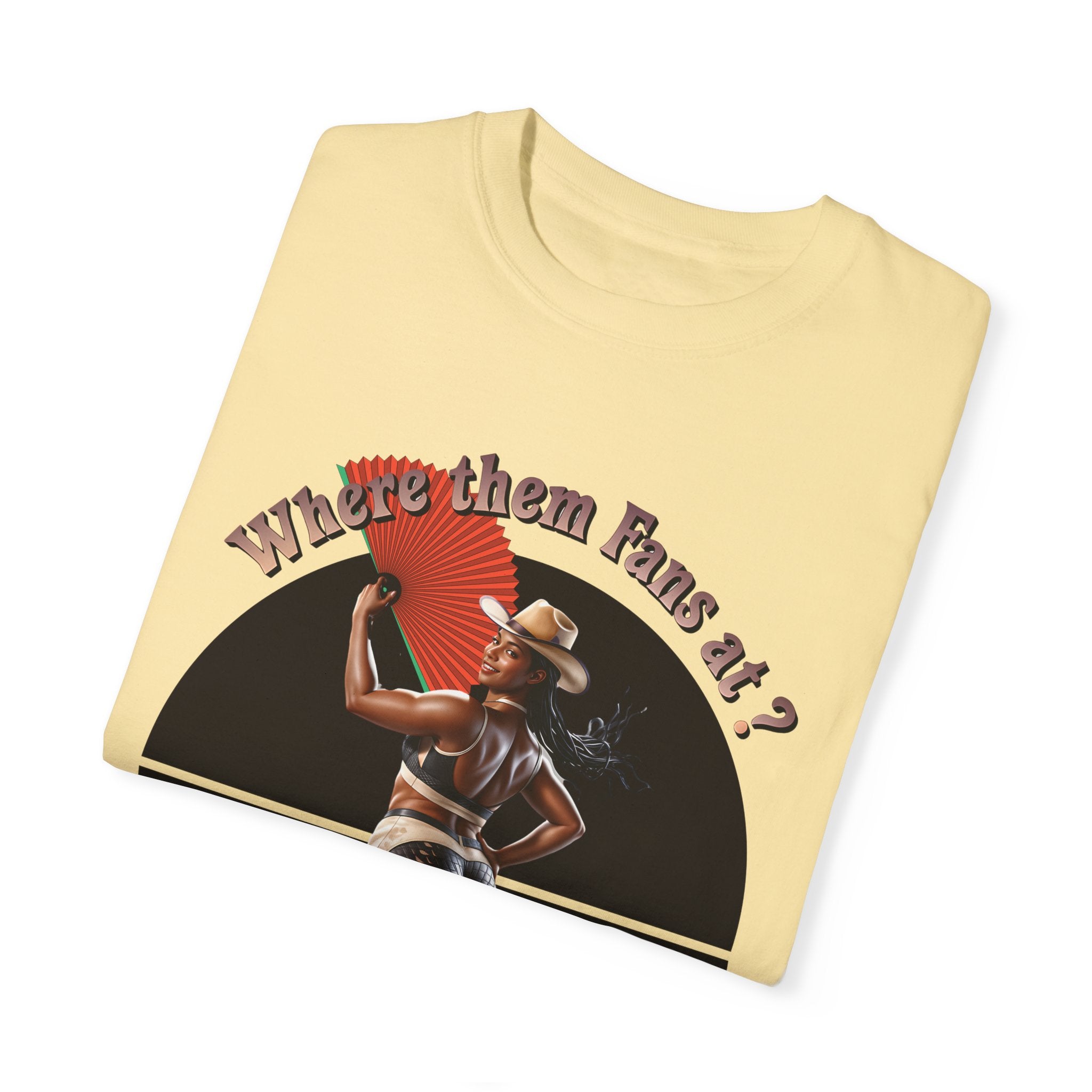 Retro Graphic T-Shirt - 'Where Them Fans At' Urban Style - Angel Body