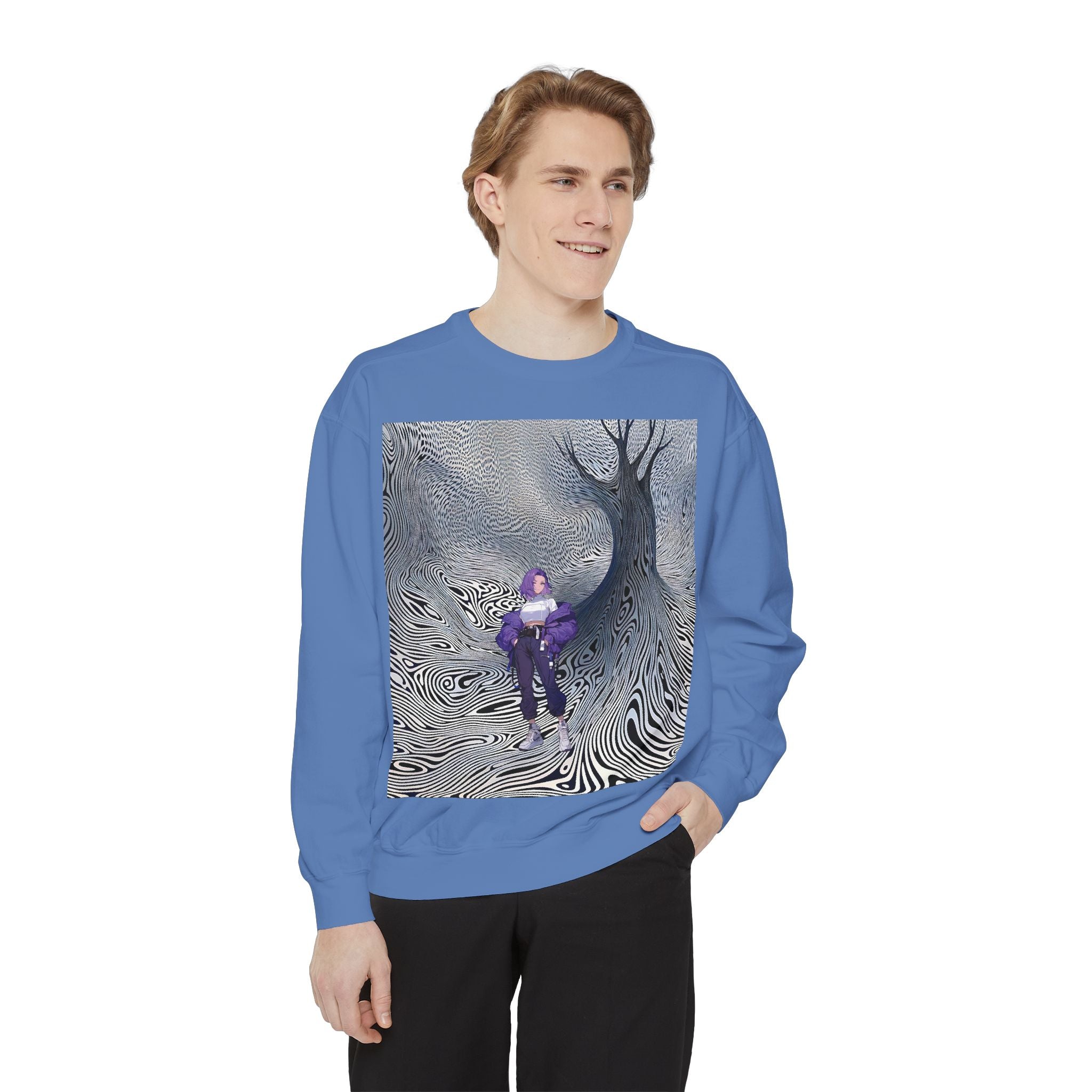 Unisex Garment-Dyed Sweatshirt - Cozy Artistic Comfort - Angel Body