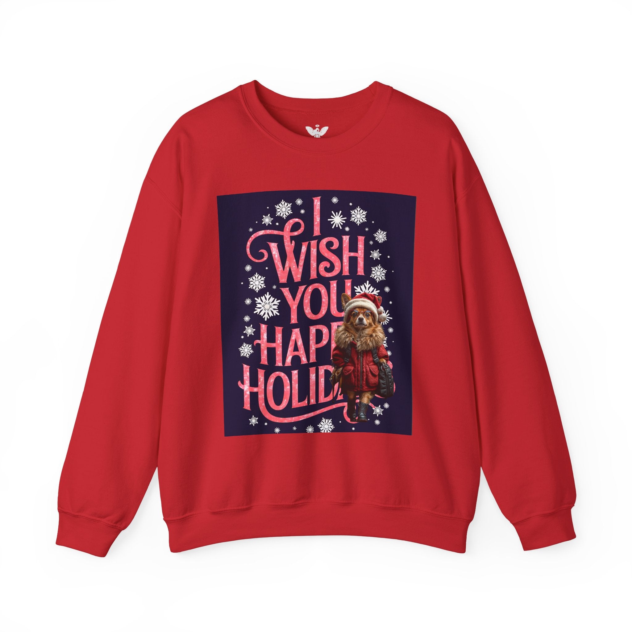 Funny Holiday Sweater - 'I Wish You Happy Holidays' Crewneck Sweatshirt - Angel Body