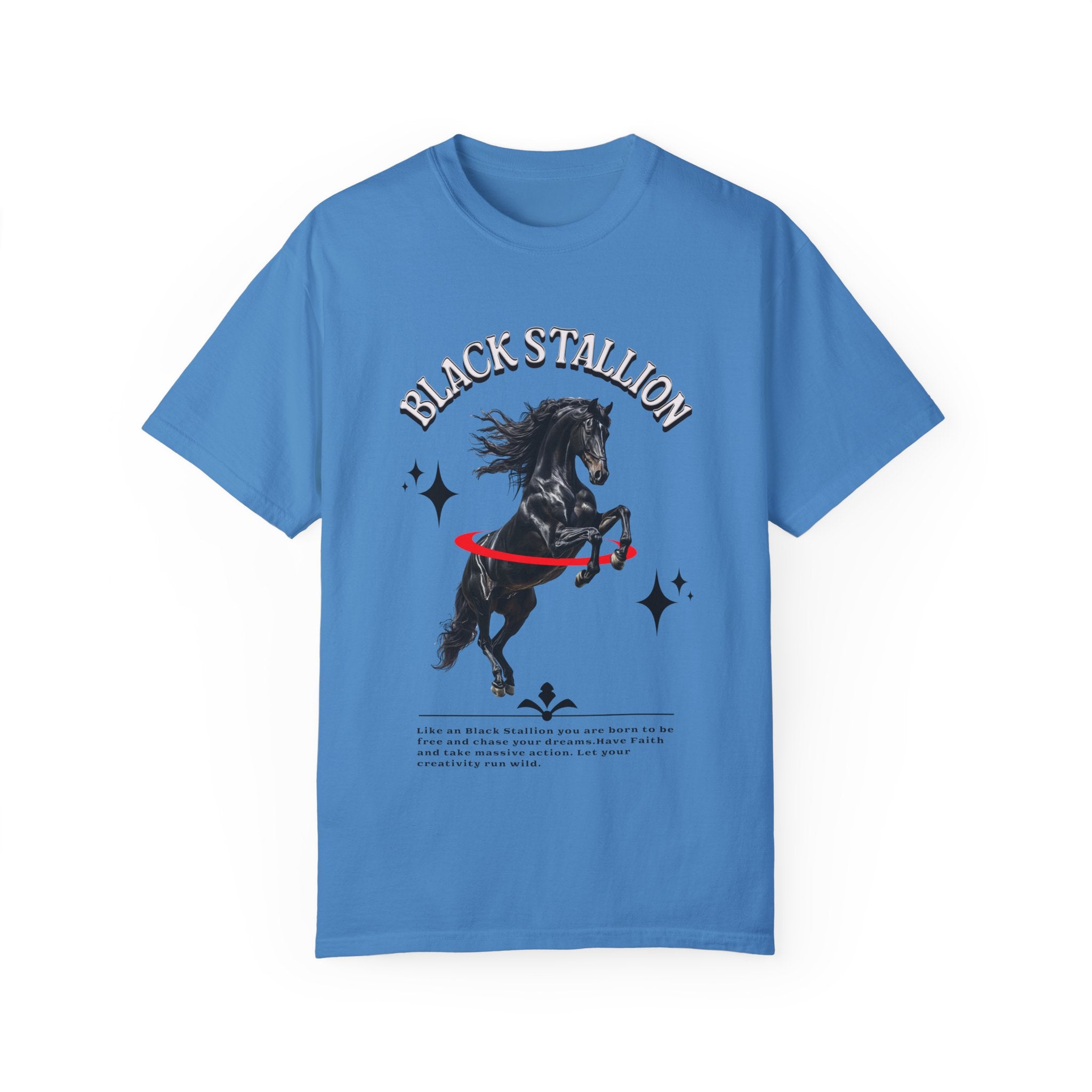 Black Stallion Unisex Garment-Dyed T-Shirt - Perfect for Horse Lovers & Equestrian Enthusiasts - Angel Body