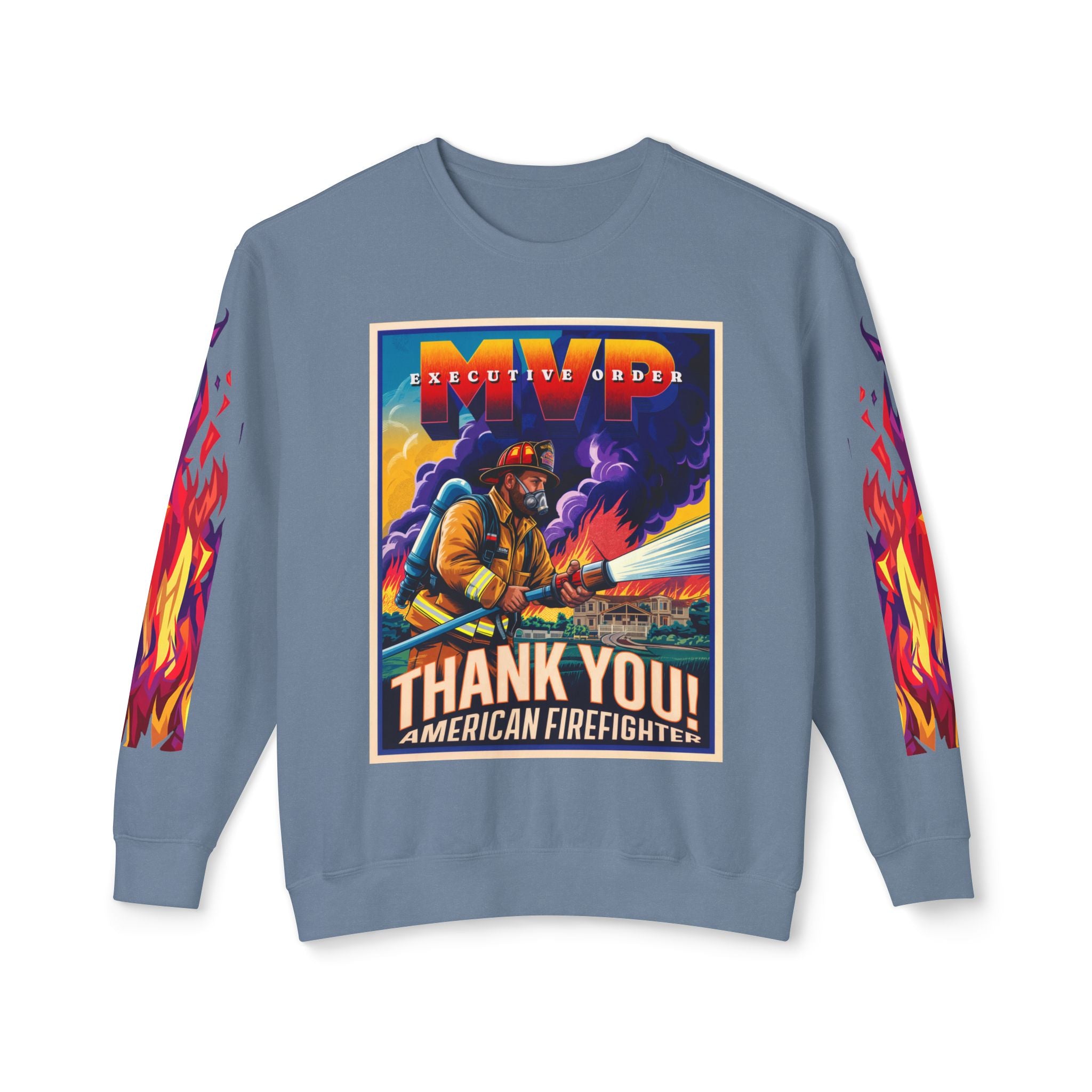 Unisex Crewneck Sweatshirt - Thank You American Firefighter - Angel Body