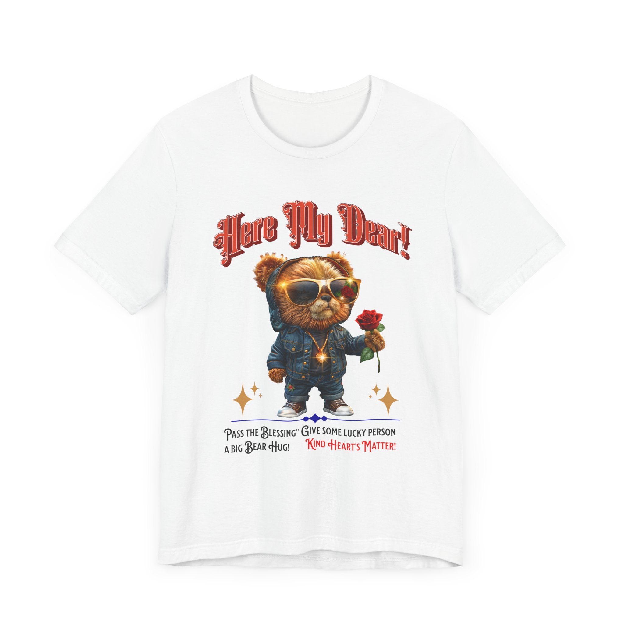 Teddy Bear Red Rose T-Shirt - Fun Cool Unisex Tee - Angel Body