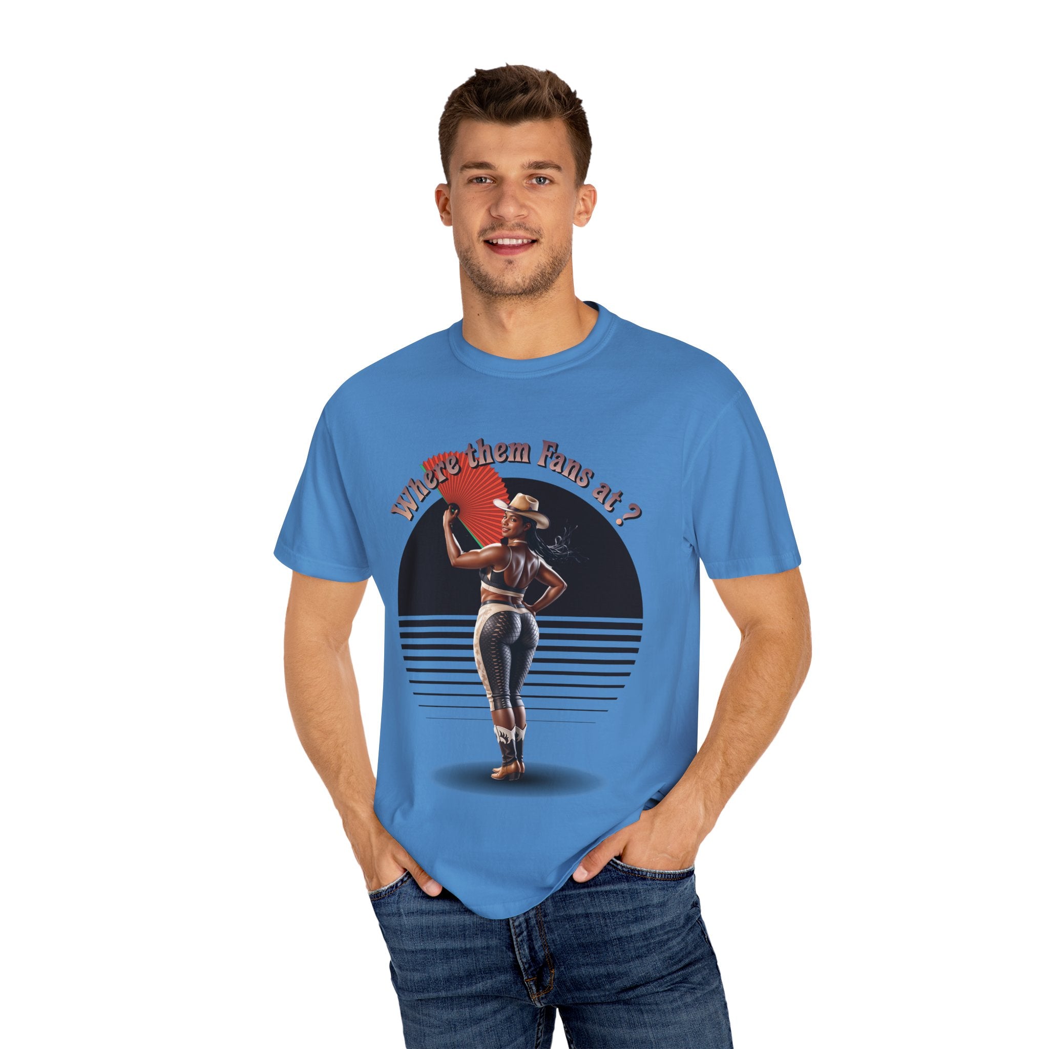 Retro Graphic T-Shirt - 'Where Them Fans At' Urban Style - Angel Body