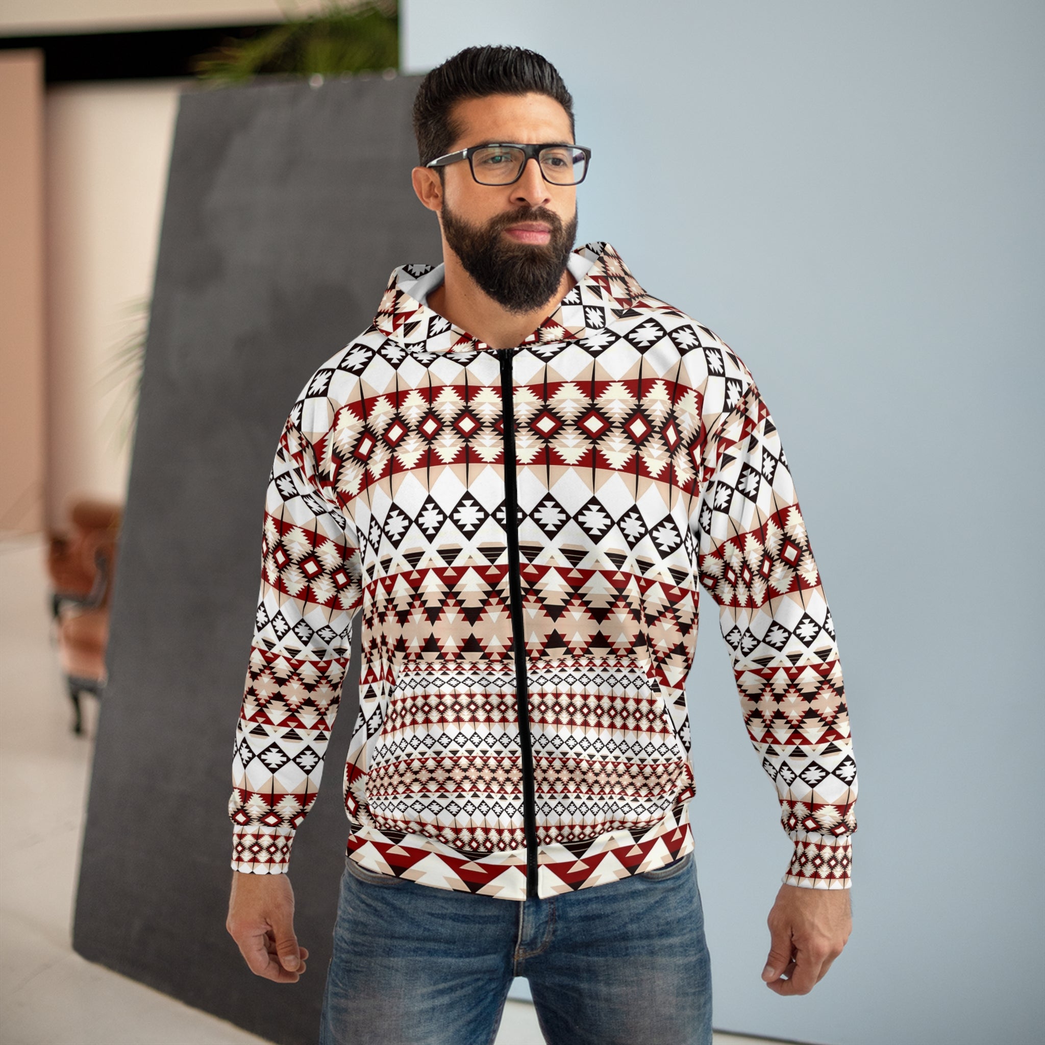 Tribal Pattern Unisex Zip Hoodie - Cozy and Stylish for Every Occasion - Angel Body