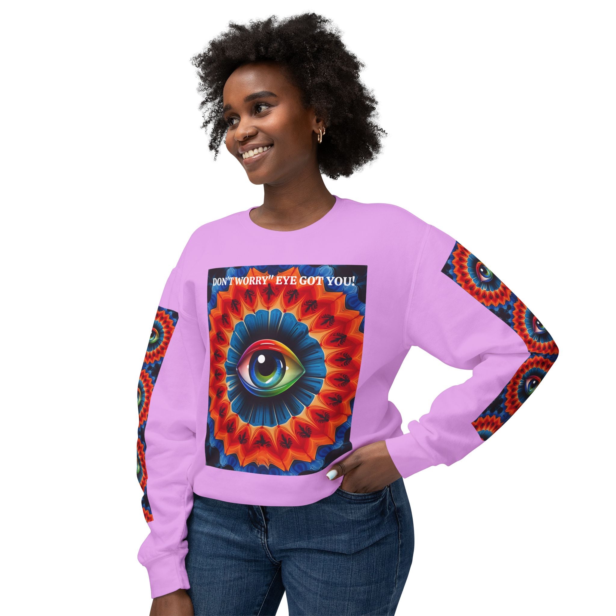 Crewneck Sweatshirt - Creative Eye Mandala Design - Angel Body