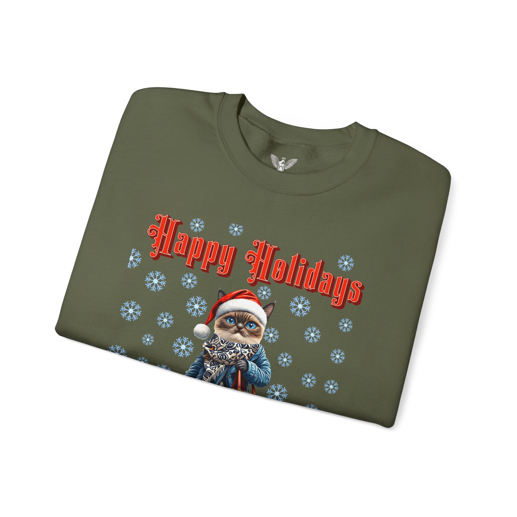 Holiday Cat Crewneck Sweatshirt - Angel Body