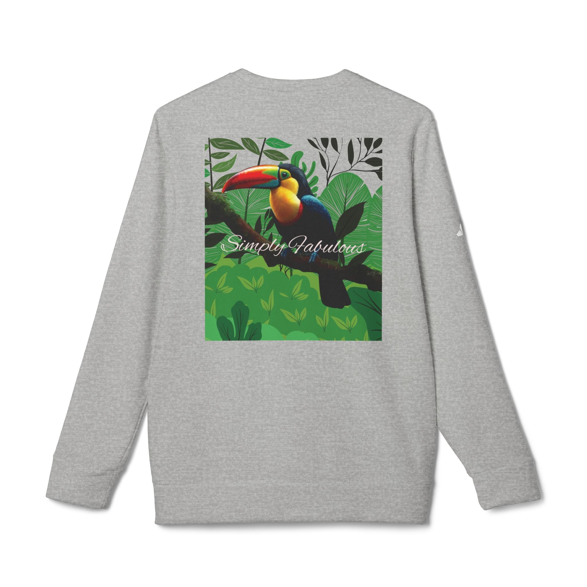 Adidas Unisex Fleece Crewneck Sweatshirt - Simply Fabulous Tropical Toucan Design - Angel Body