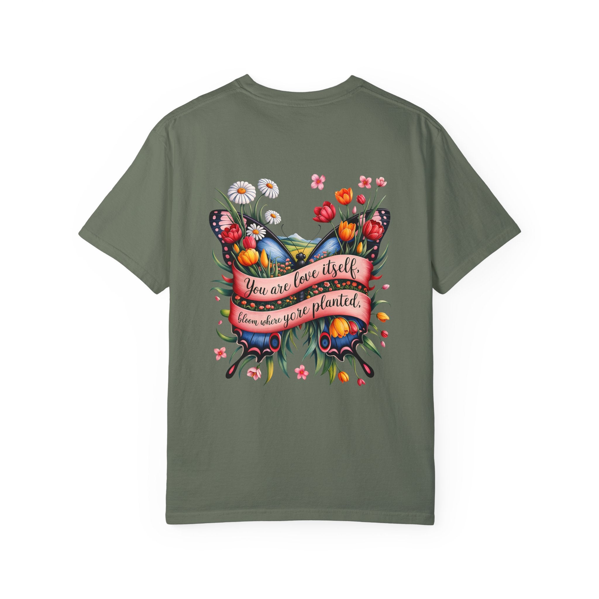 Butterfly Floral T-Shirt: "You Are Love Itself" Inspirational Design