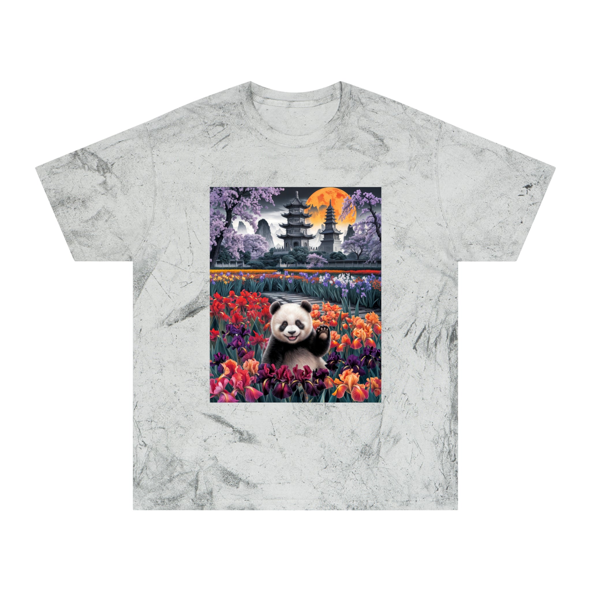Vibrant Panda Delight Unisex T-Shirt - Colorful Floral Design - Angel Body