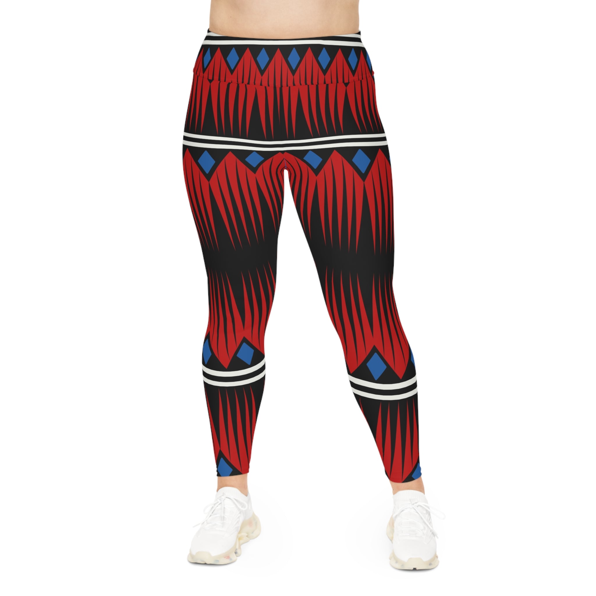 Woman's Bold Tribal Print Plus Size Leggings for Active Comfort - Angel Body