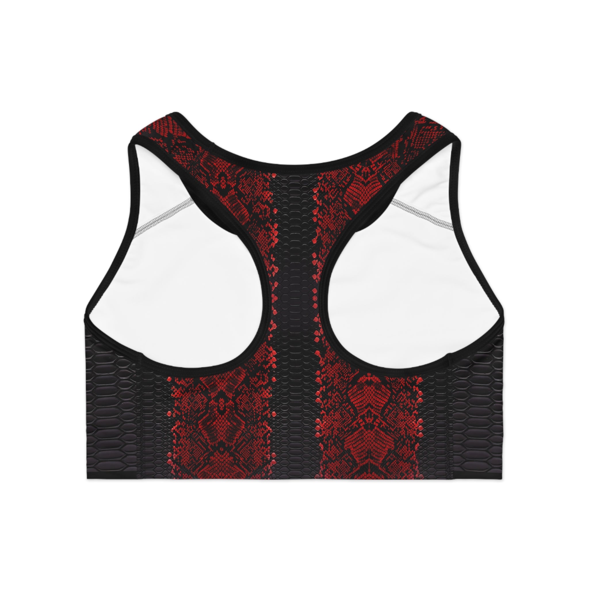 Fierce Red Snake Print Sports Bra for Active Women