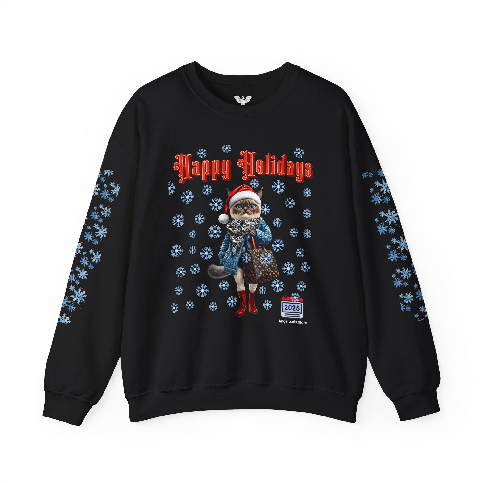 Holiday Cat Crewneck Sweatshirt - Angel Body