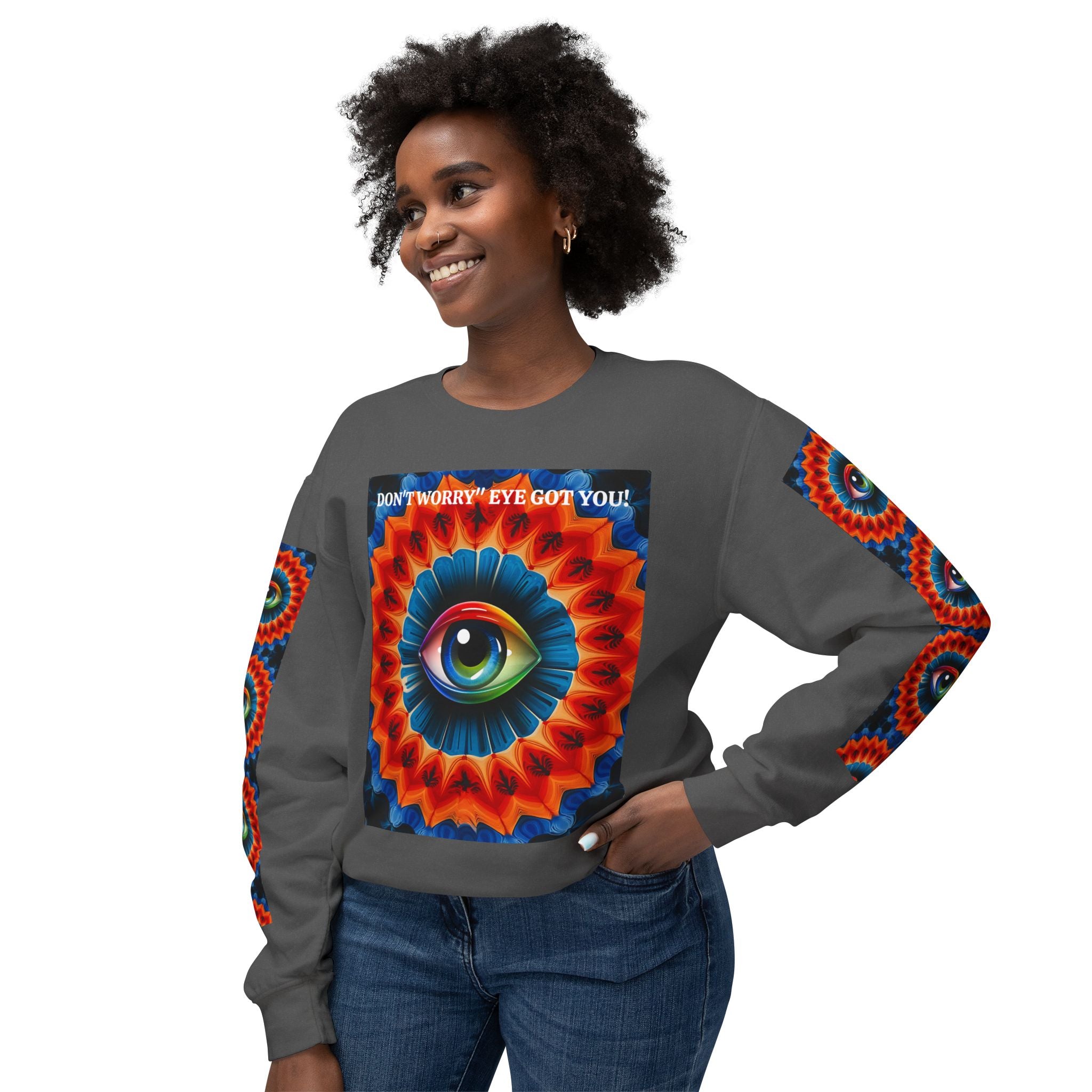 Crewneck Sweatshirt - Creative Eye Mandala Design - Angel Body