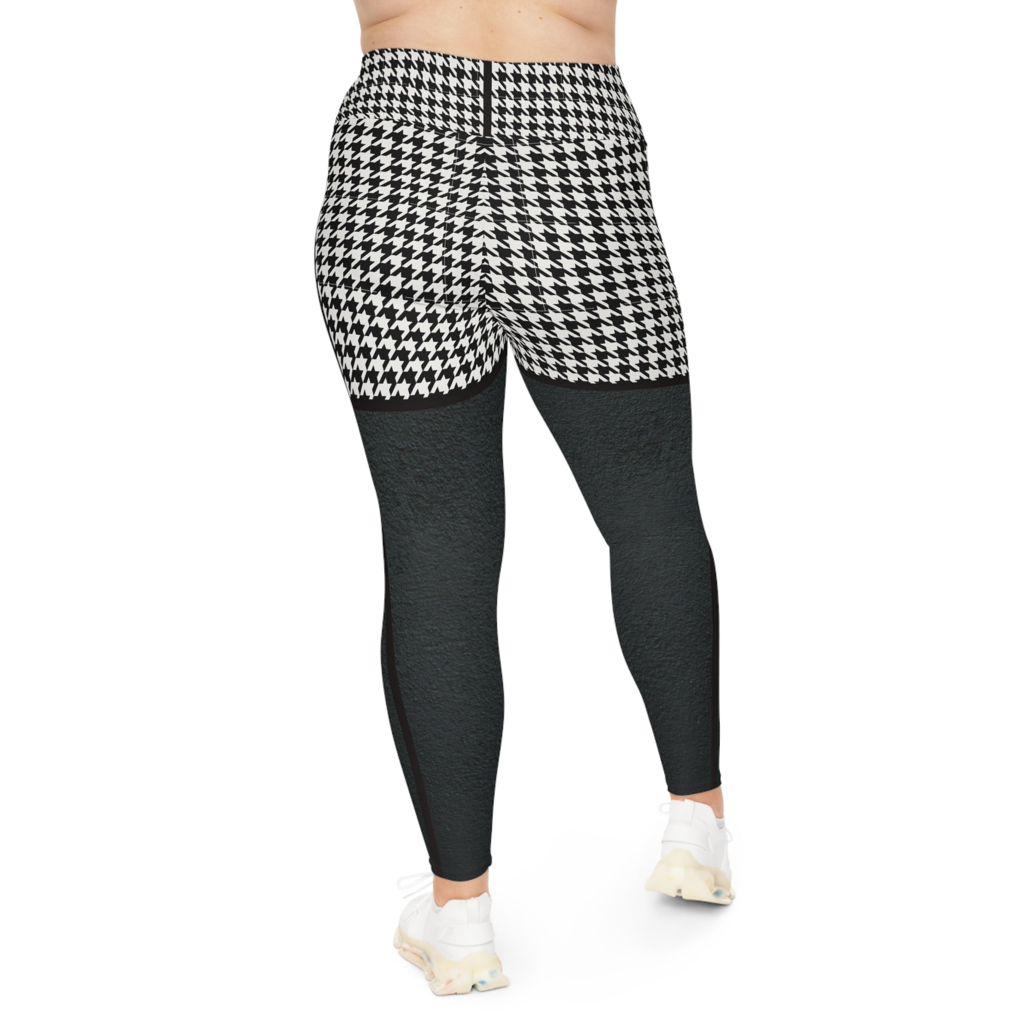 Stylish Plus Size Leggings - Houndstooth Print for Comfort and Confidence - Angel Body